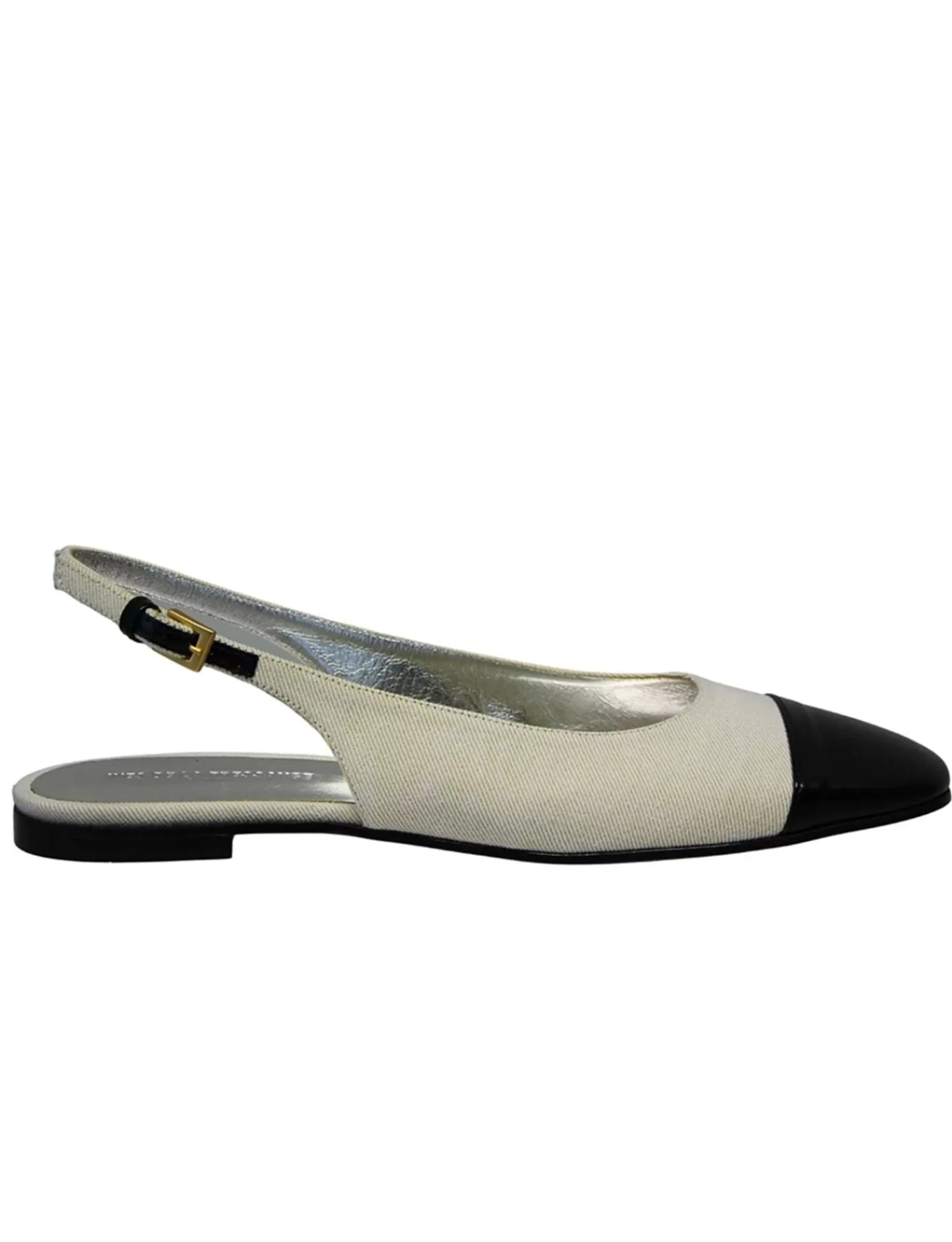 Ines De La Fressange Paris Ballerine Celia slingback crème et noir