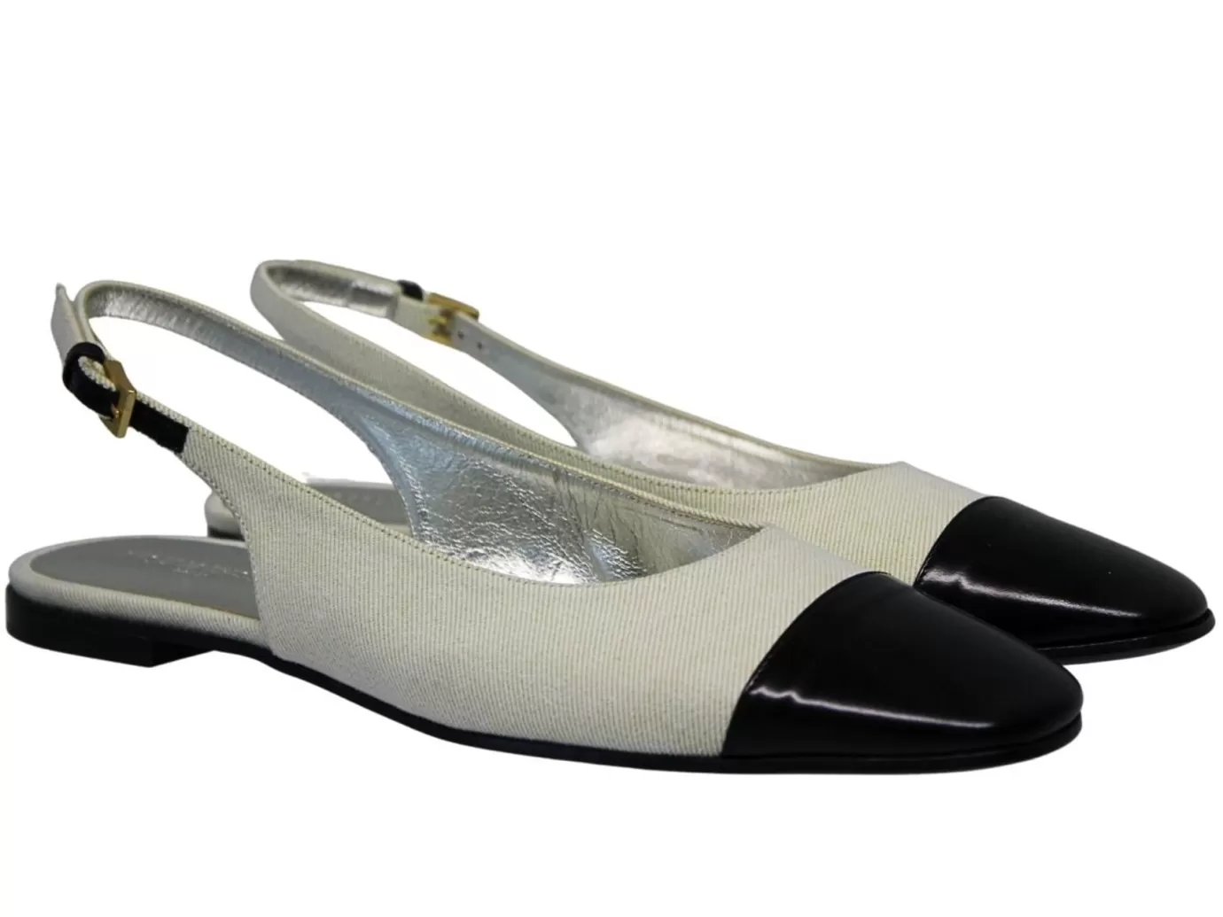 Ines De La Fressange Paris Ballerine Celia slingback crème et noir