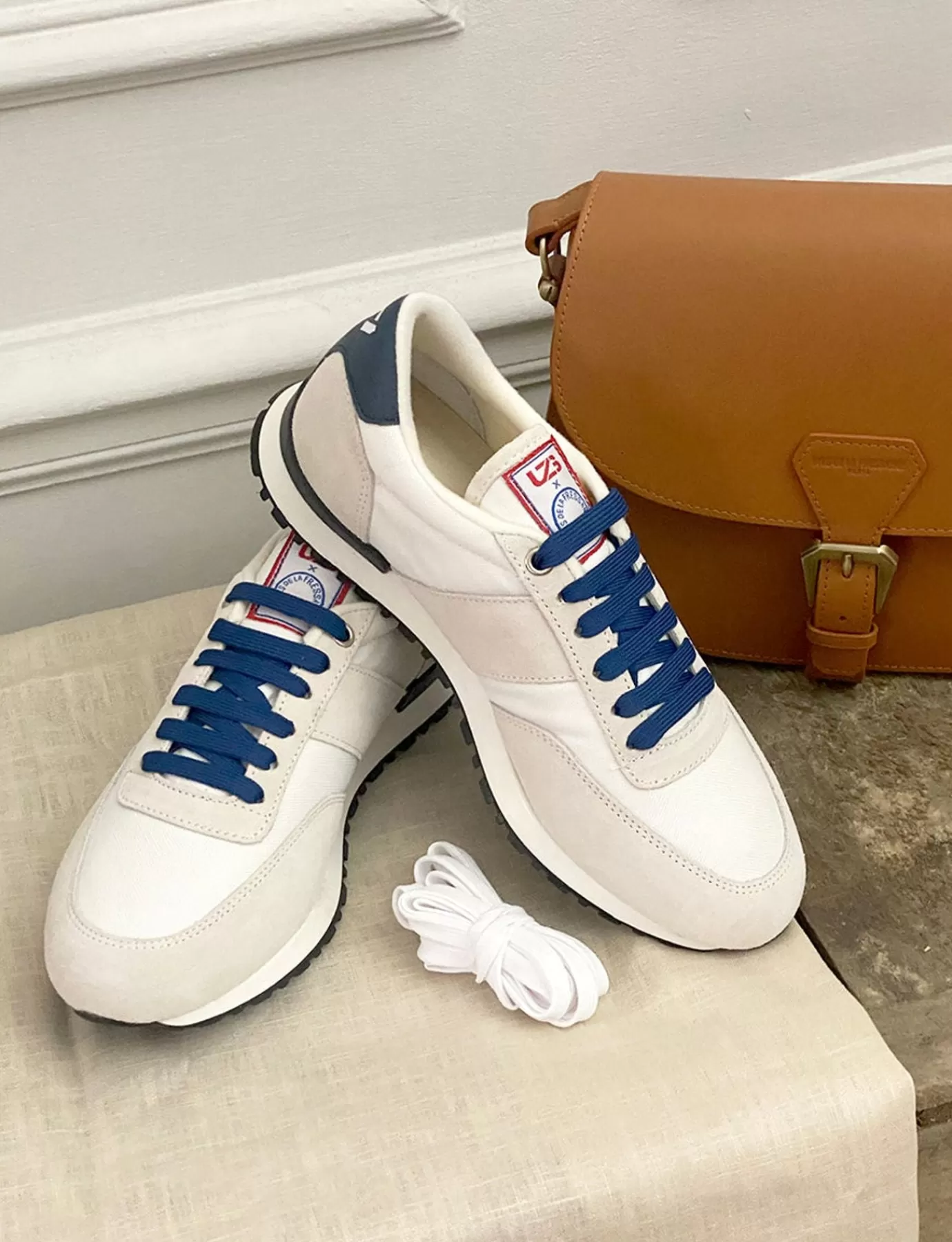 Ines De La Fressange Paris Baskets "77" UZS x Ines de la Fressange Unisexe blanc/beige/bleu