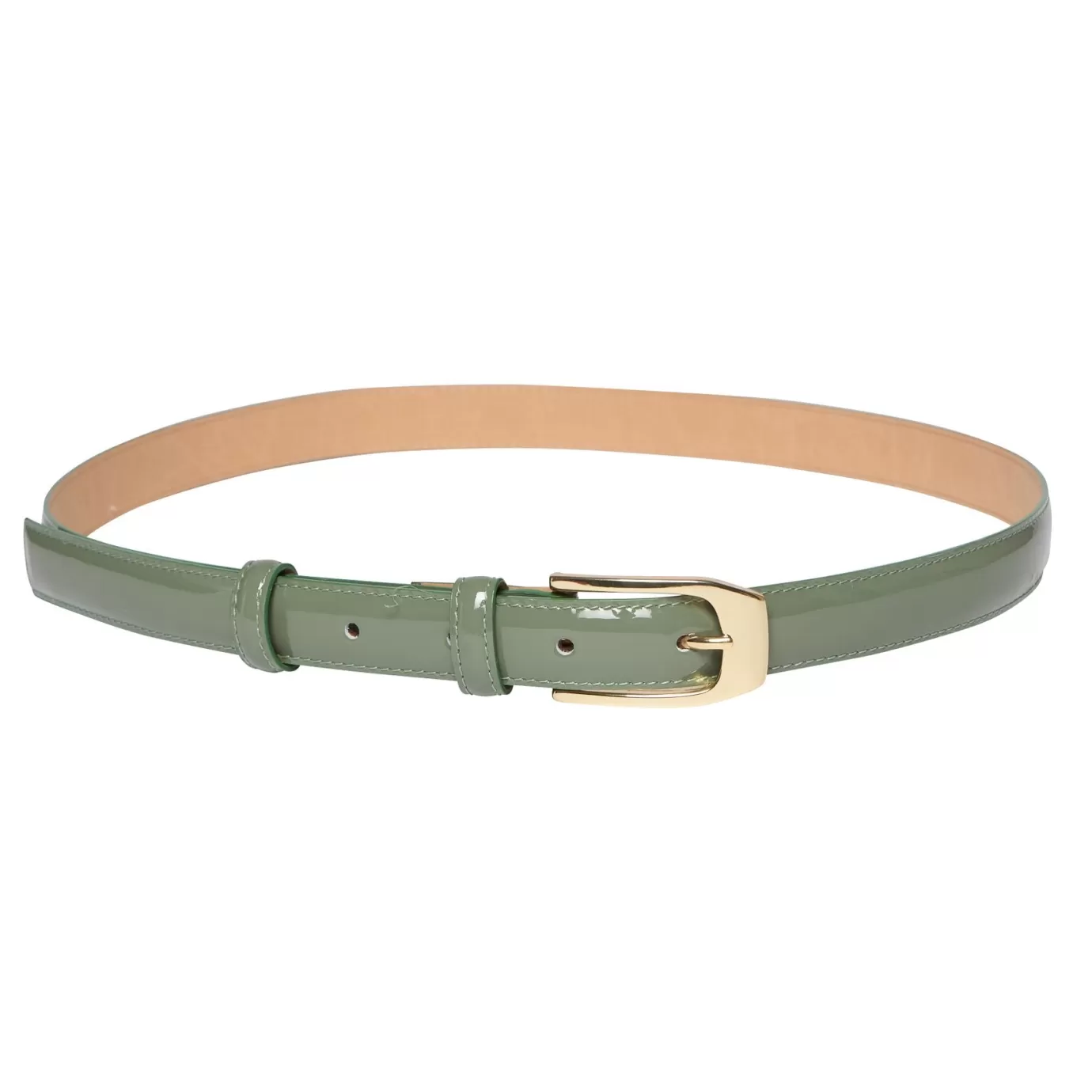 Ines De La Fressange Paris Ceinture Aurelia cuir vernis vert amande