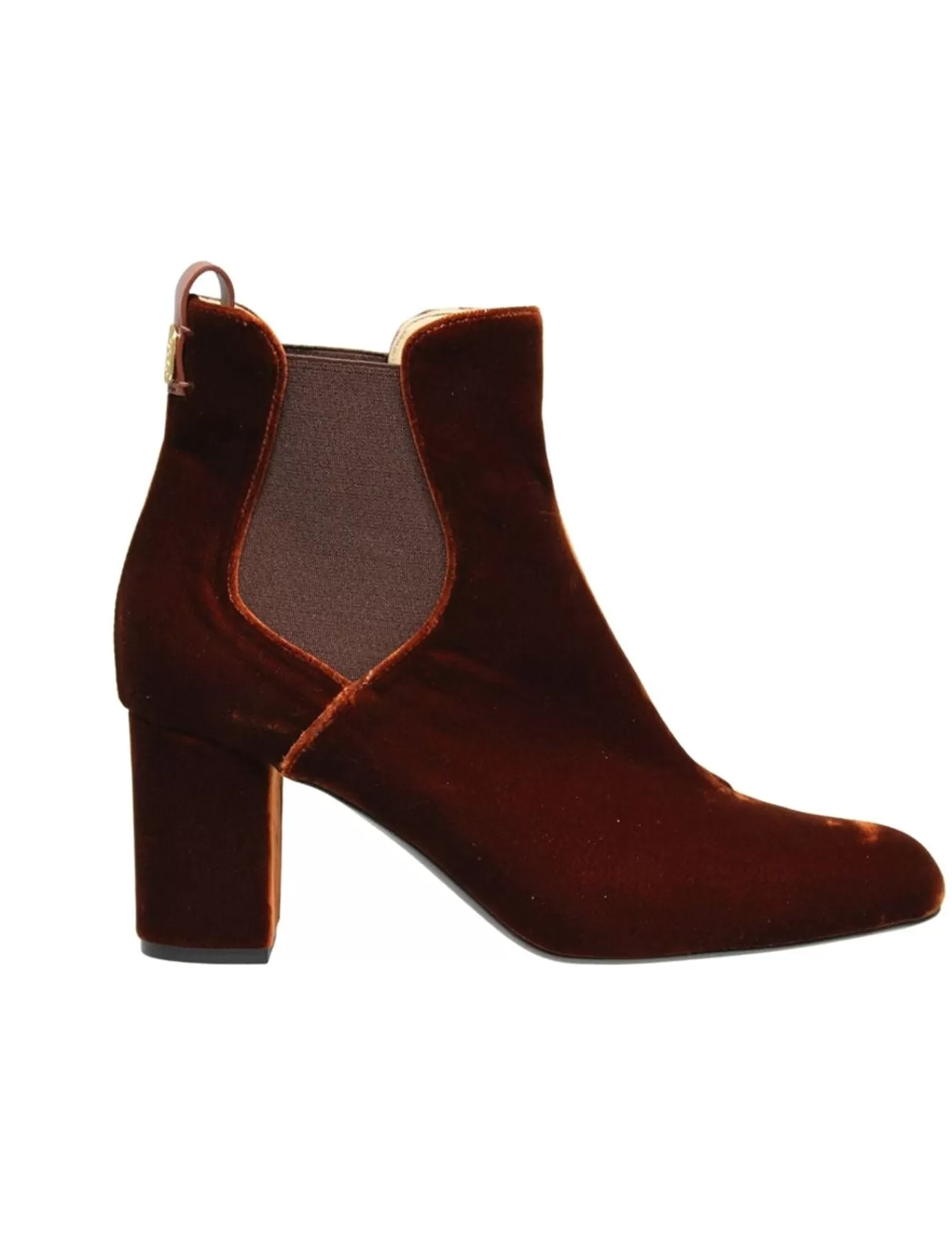 Ines De La Fressange Paris Chelsea boots à talon, velours Cuivre