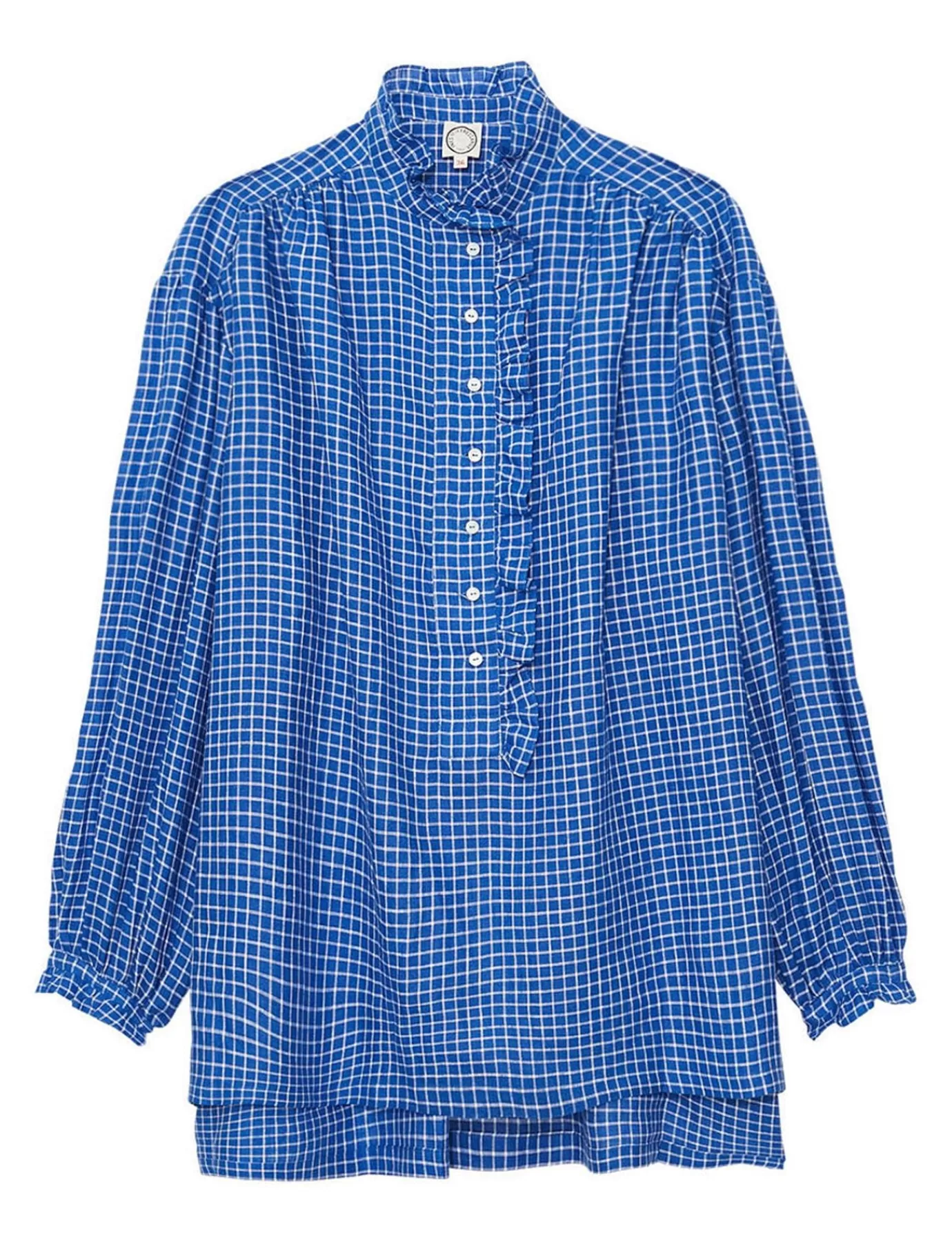 Ines De La Fressange Paris Chemise Maryange oversize à volants en lin bleu