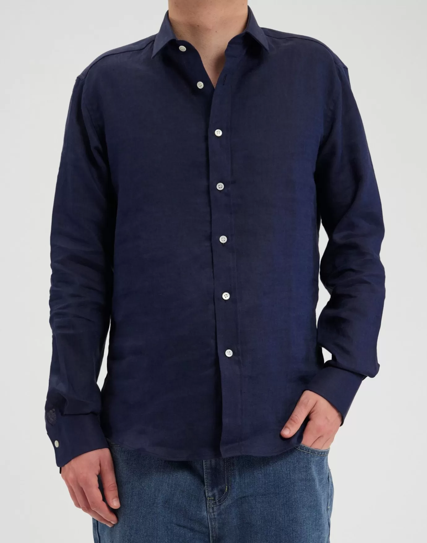 Ines De La Fressange Paris Chemise pour homme Olivier en lin bleu marine