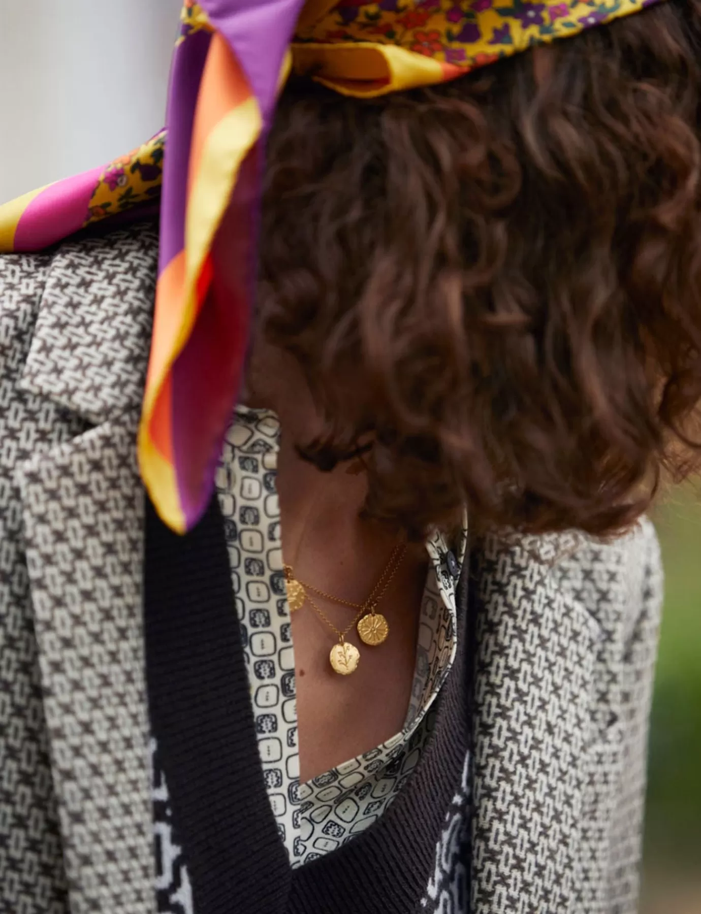 Ines De La Fressange Paris Foulard Stockholm jaune à fleurs