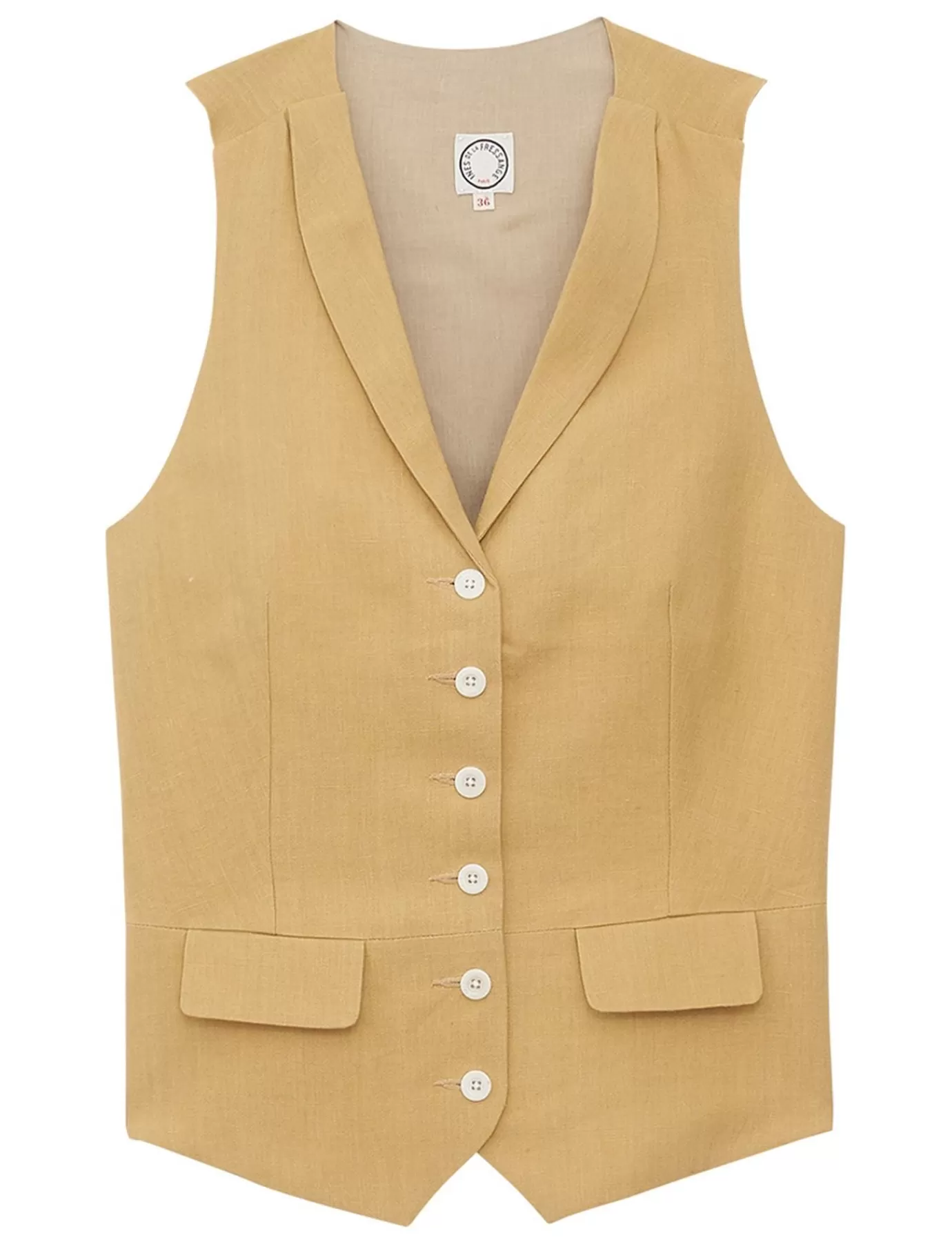 Ines De La Fressange Paris Gilet Robinson lin couleur jaune naturel