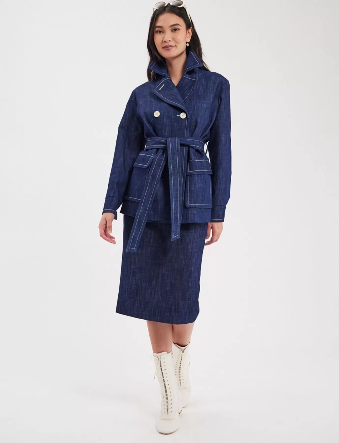 Ines De La Fressange Paris Manteau Romaric bleu denim