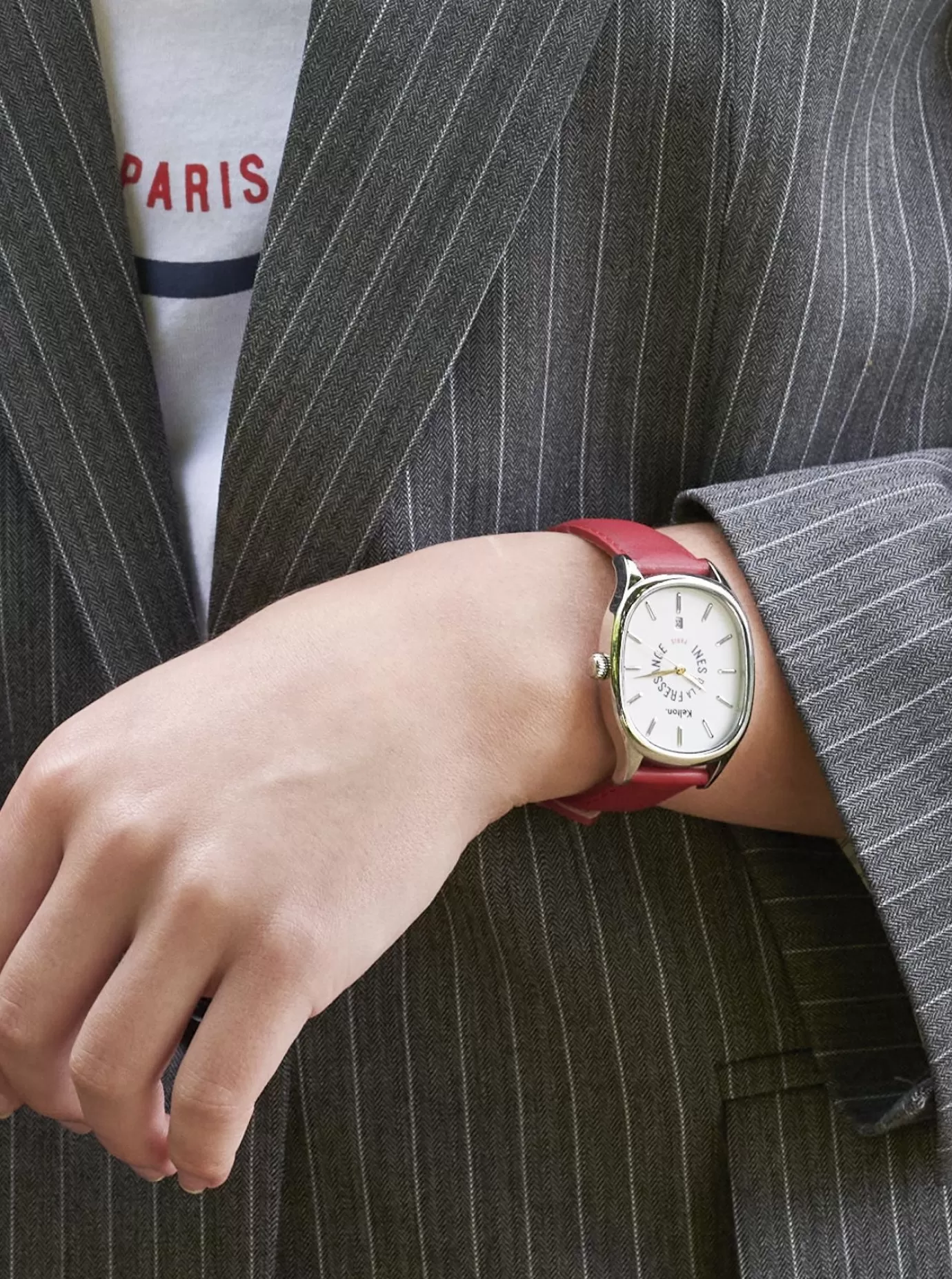 Ines De La Fressange Paris Montre Grande Colorama red Kelton x