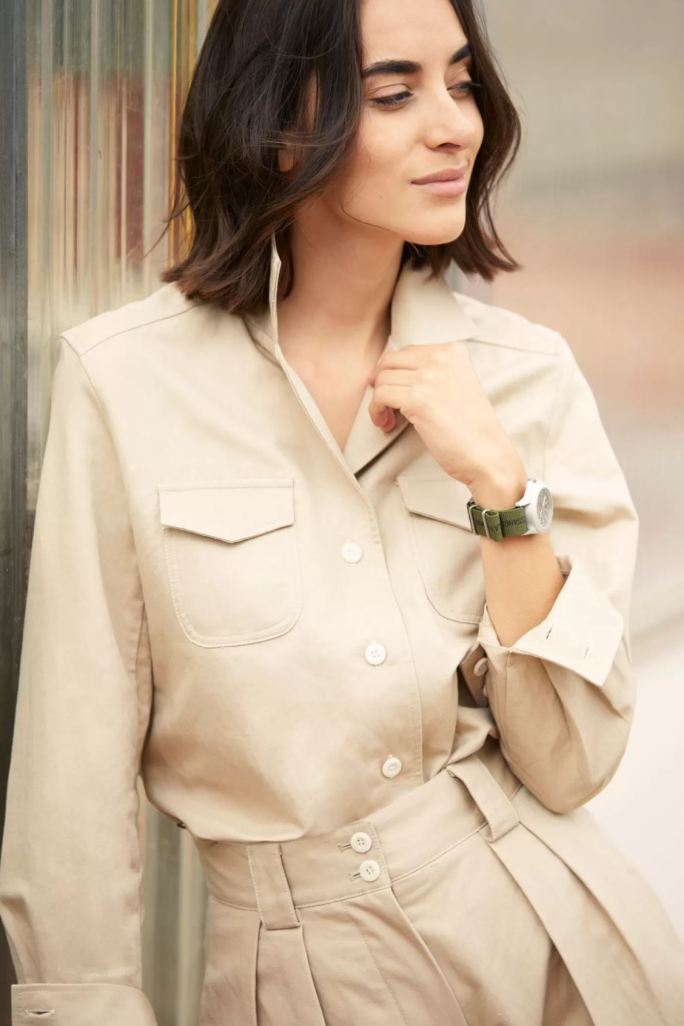 Ines De La Fressange Paris Montre Solaire Field kaki Kelton x