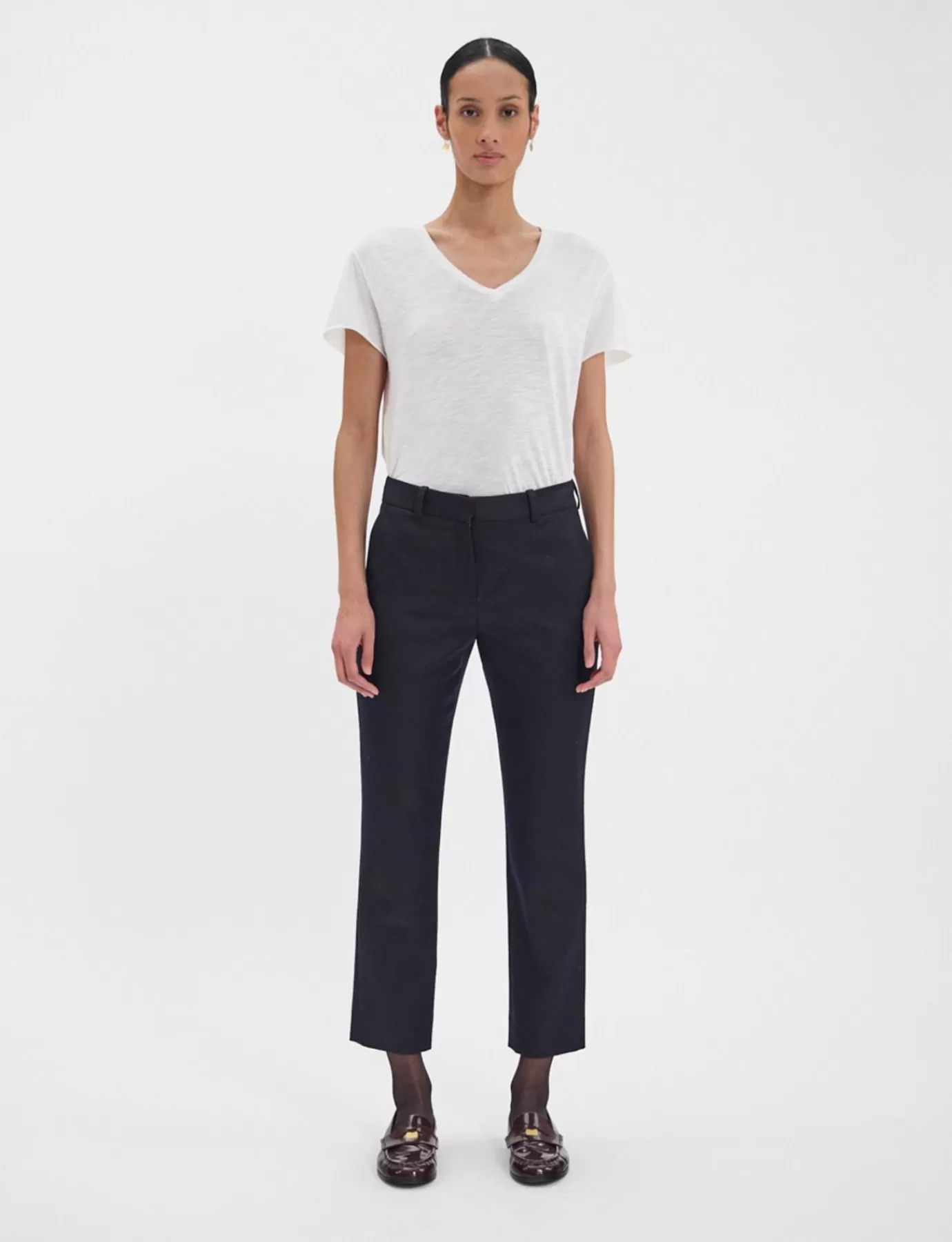 Ines De La Fressange Paris Pantalon Audrey bleu foncé en pure laine