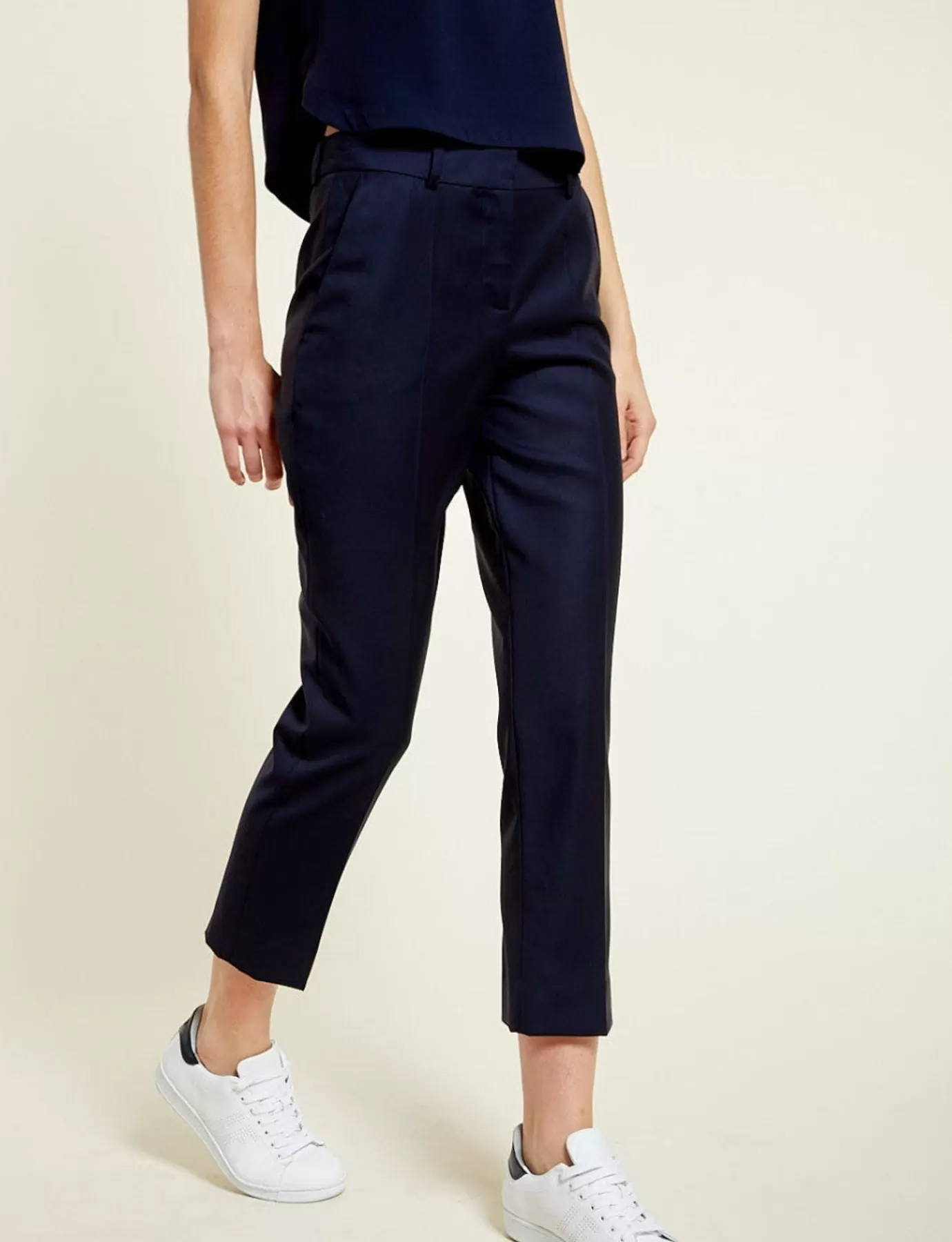 Ines De La Fressange Paris Pantalon Audrey laine bleu marine