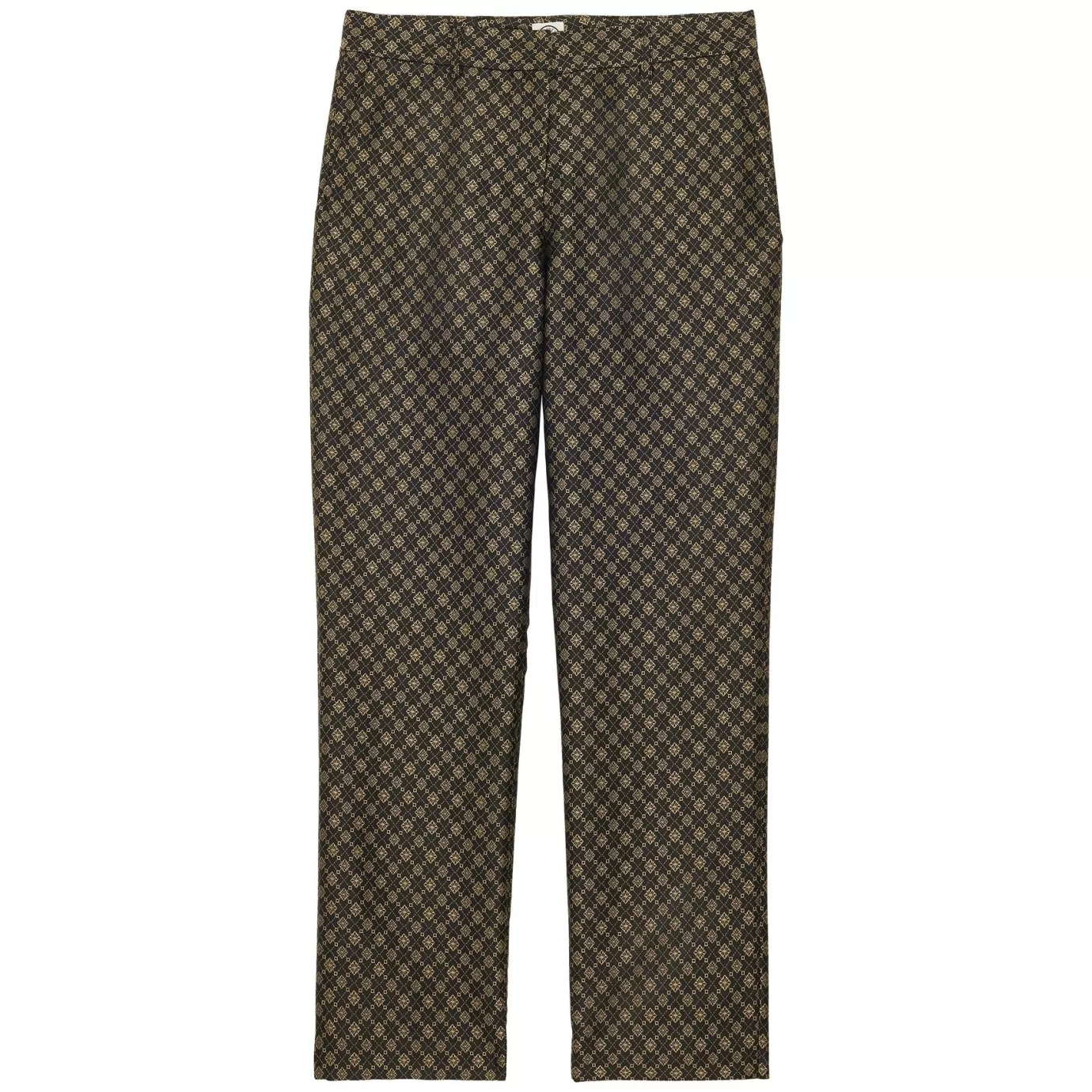 Ines De La Fressange Paris Pantalon Audrey tissage jacquard noir et doré