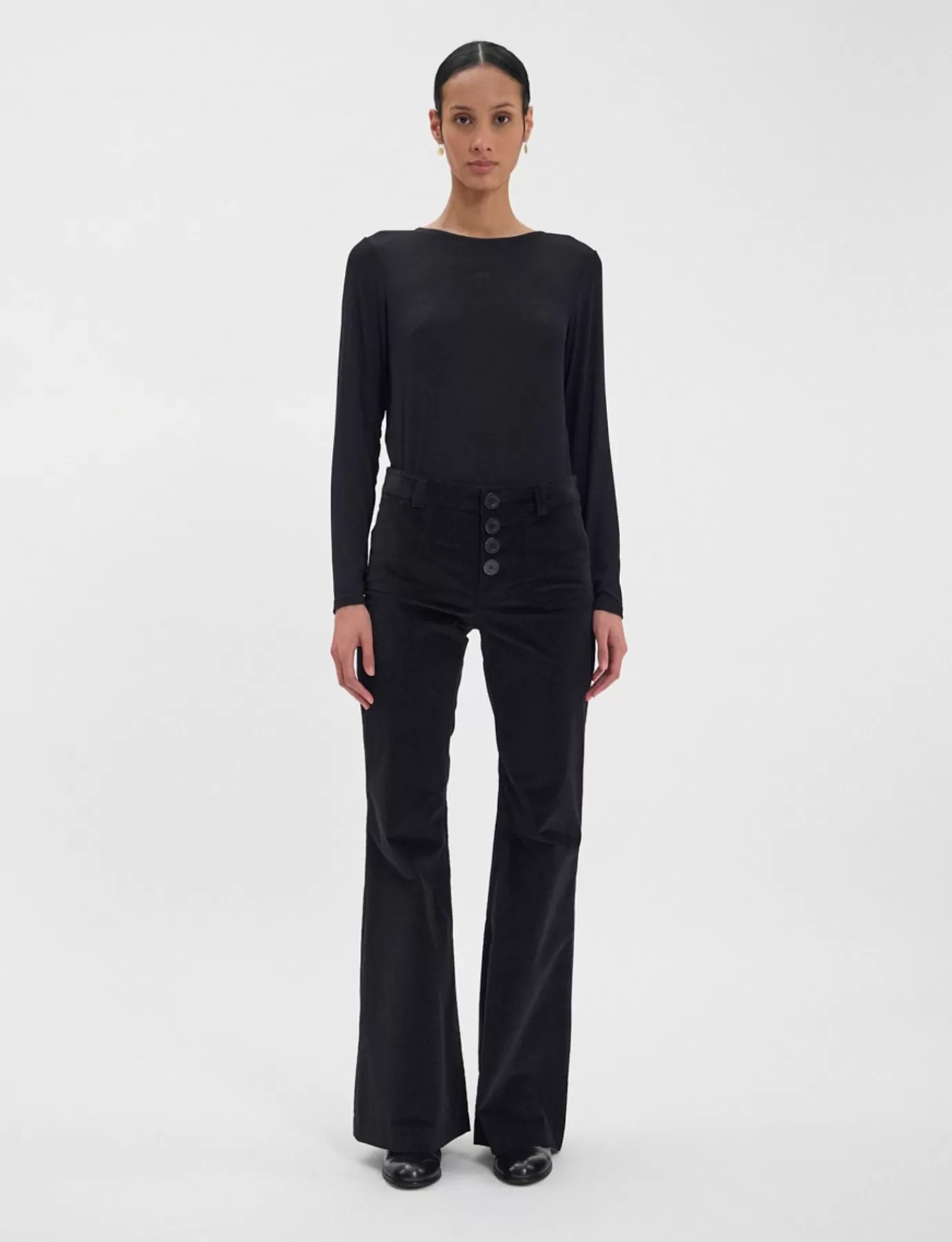 Ines De La Fressange Paris Pantalon Charlotte en velours lisse noir