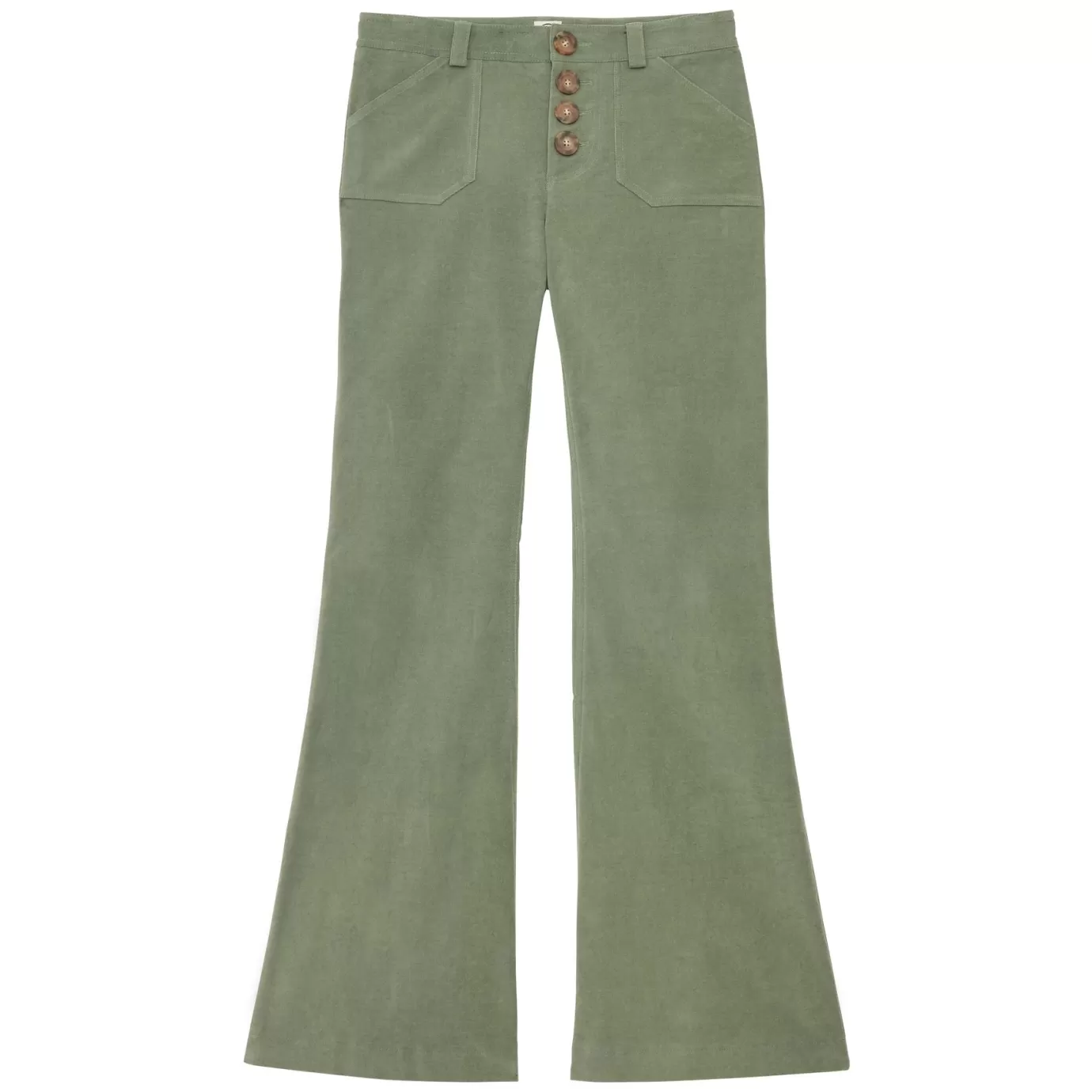 Ines De La Fressange Paris Pantalon Charlotte en velours lisse vert amande