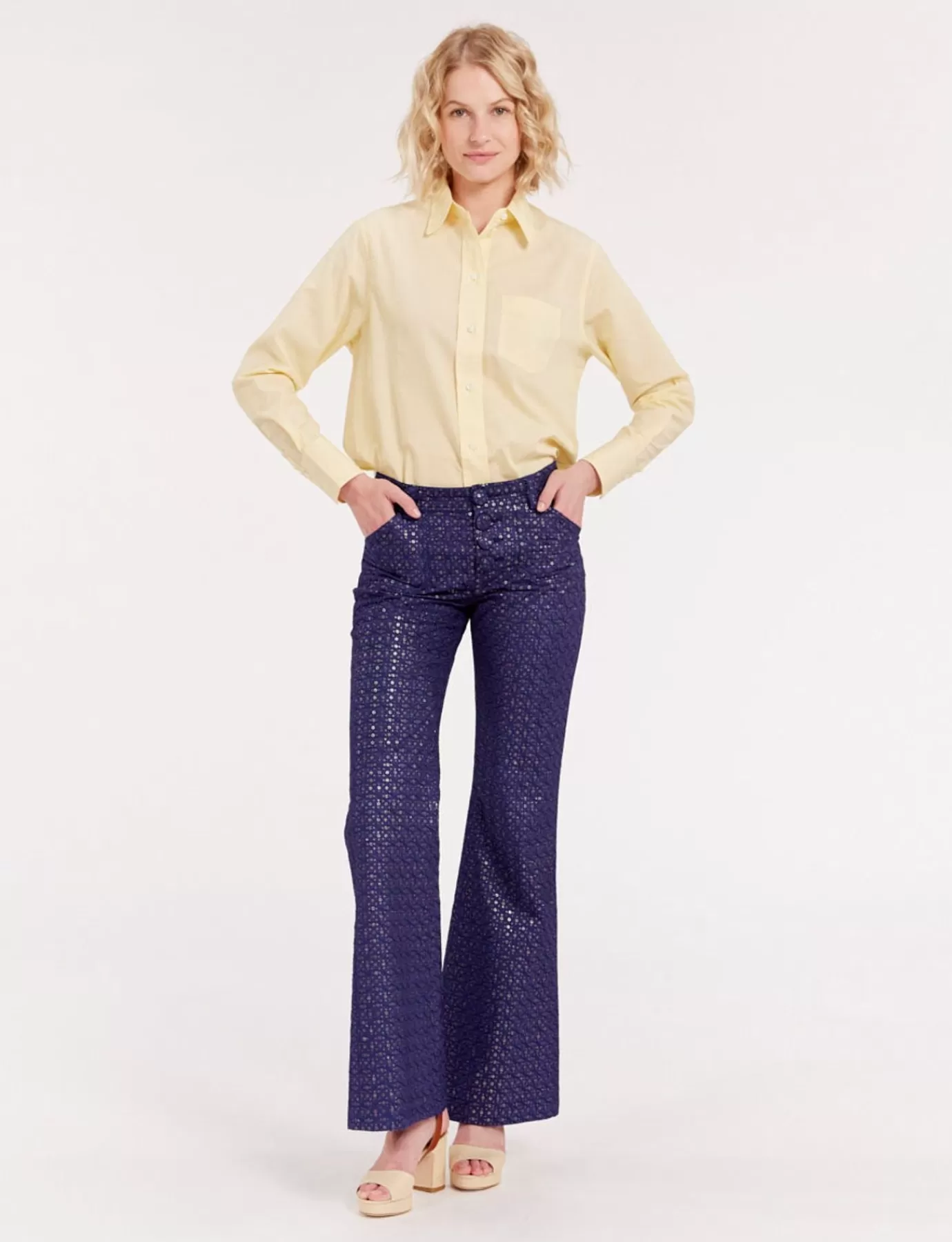 Ines De La Fressange Paris Pantalon Charlotte imprimé bleu marine