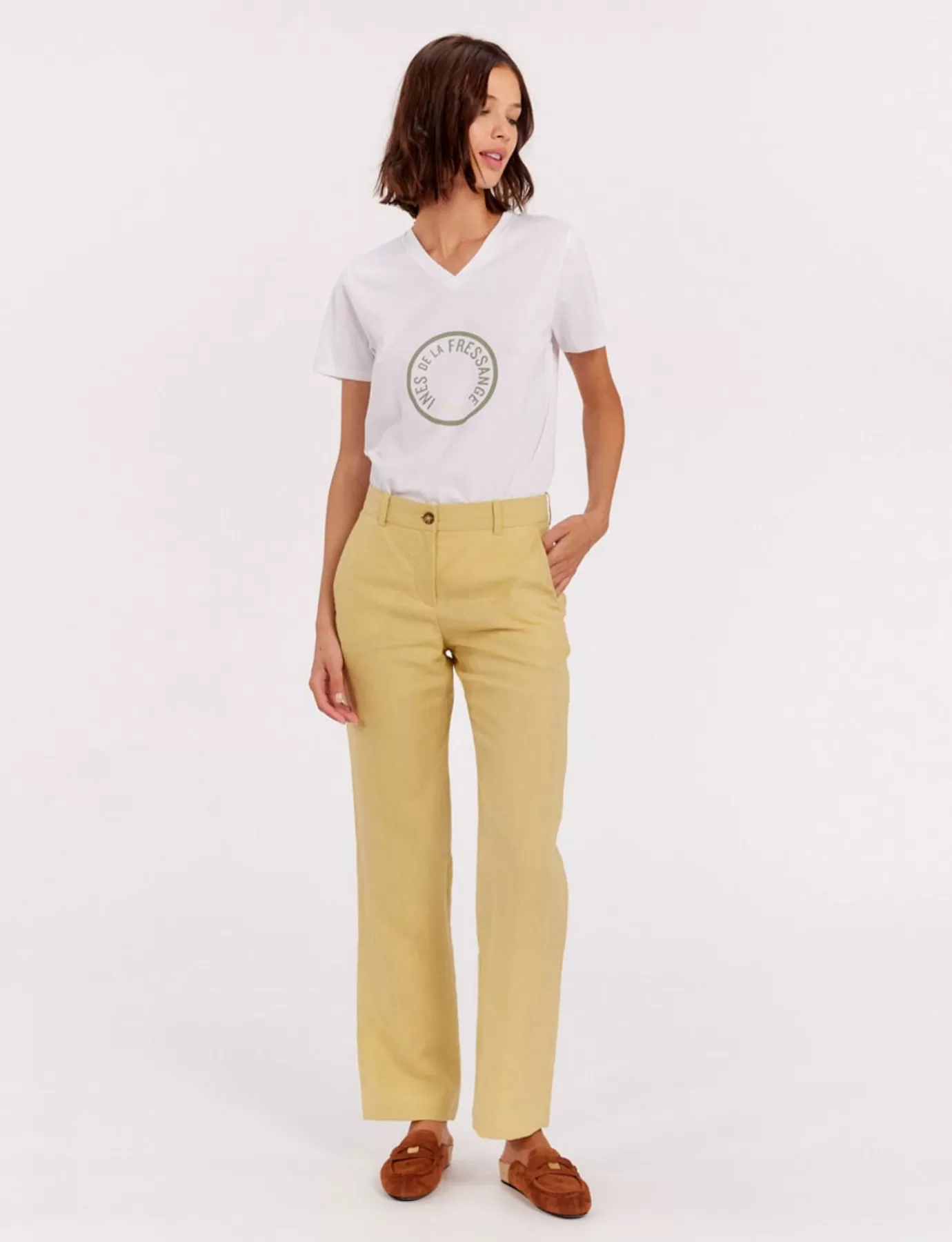 Ines De La Fressange Paris Pantalon Francisco en lin citron