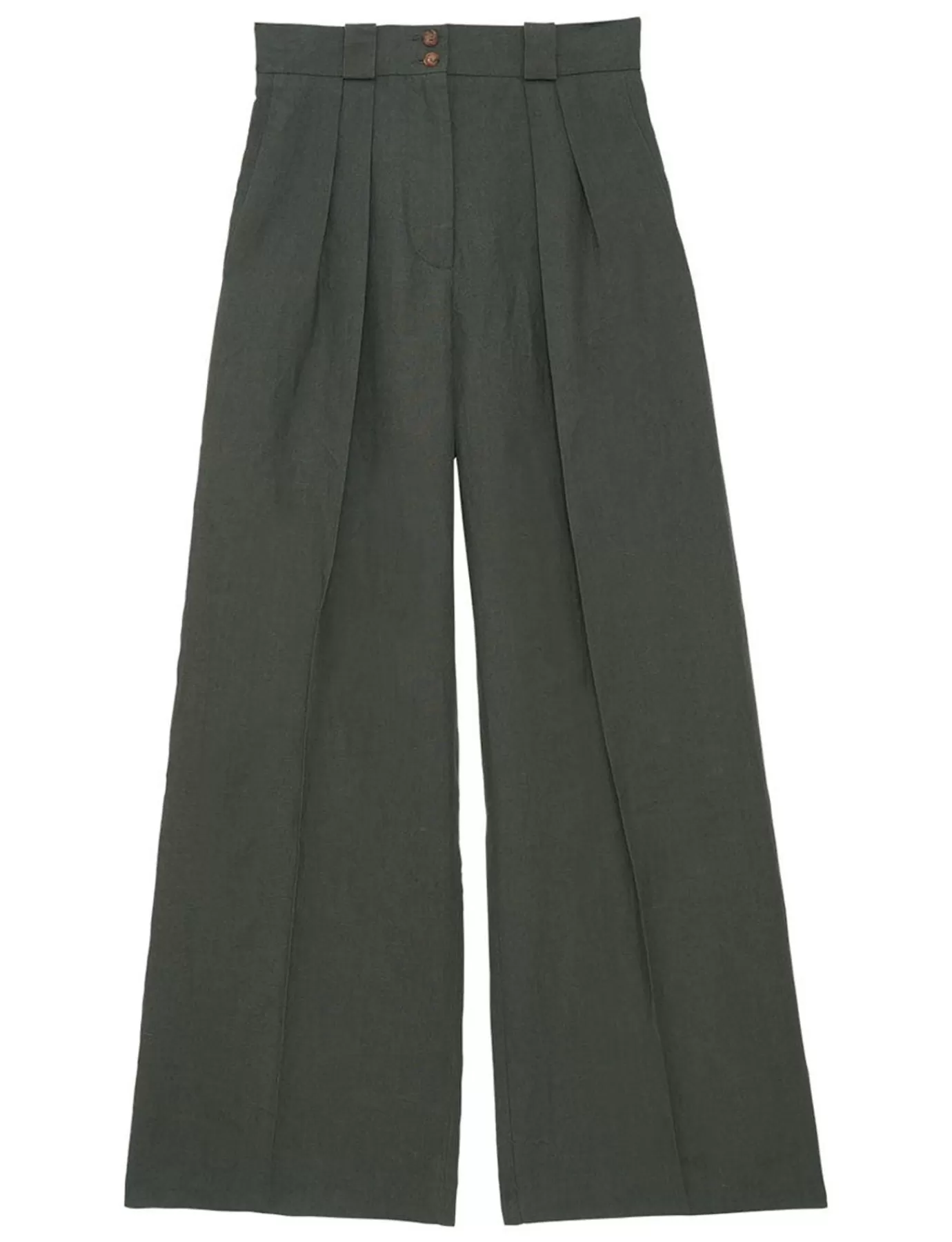 Ines De La Fressange Paris Pantalon Marlène en lin vert foncé