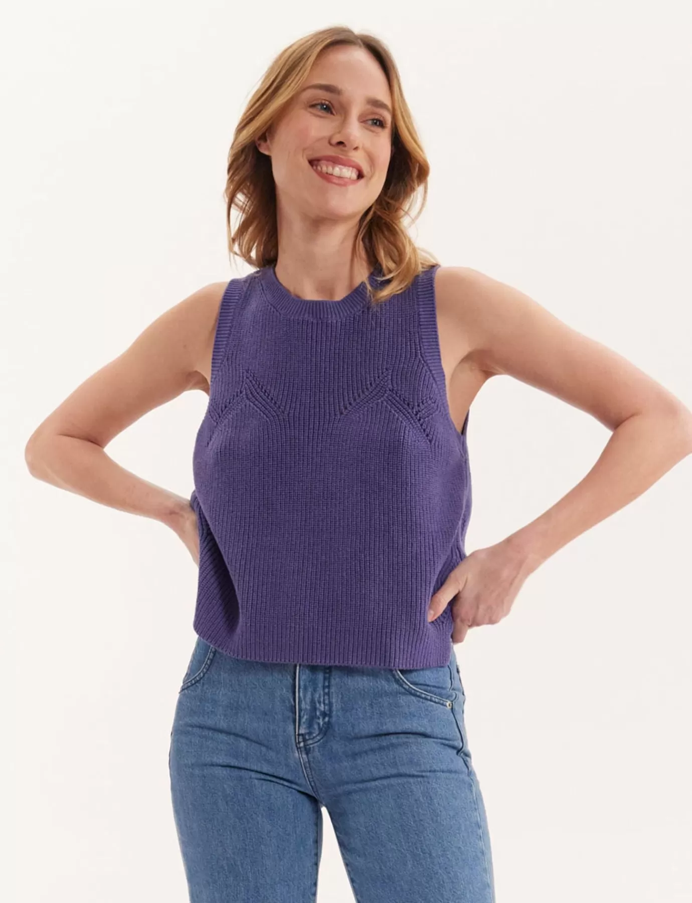 Ines De La Fressange Paris Pull Agatha violet sans manche