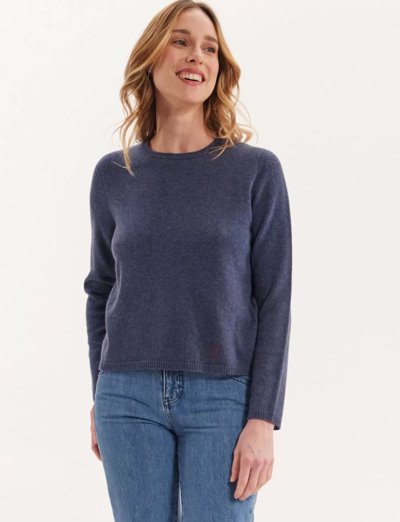 Ines De La Fressange Paris Pull Angelina laine et cachemire bleu denim