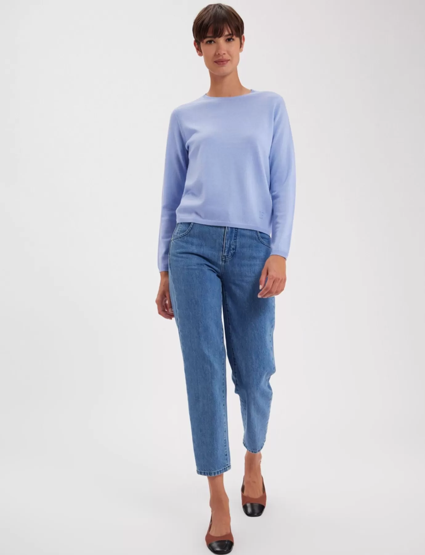 Ines De La Fressange Paris Pull Angelina laine mérinos bleu ciel