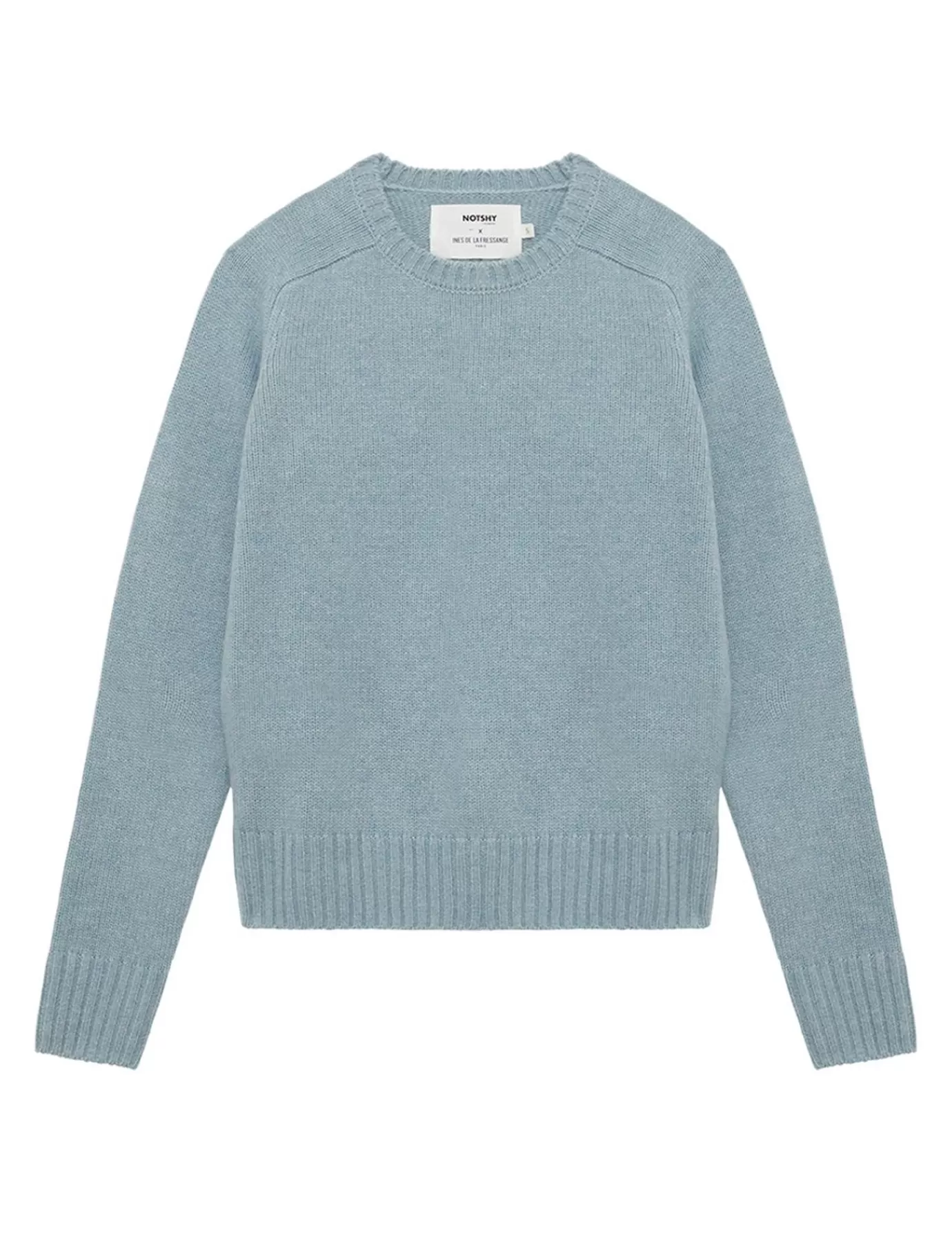 Ines De La Fressange Paris Pull cachemire bleu col rond manches marteau Ines x Notshy