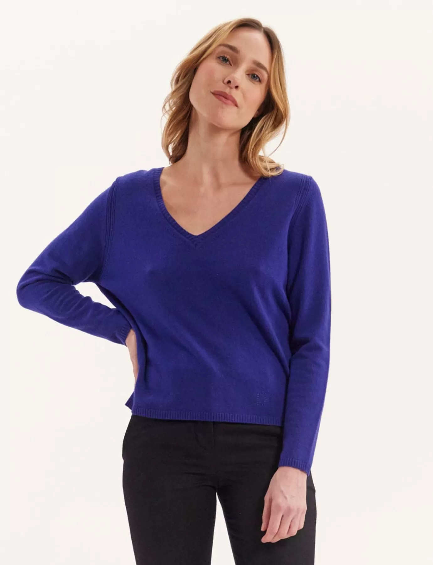 Ines De La Fressange Paris Pull Morgane laine et cachemire bleu