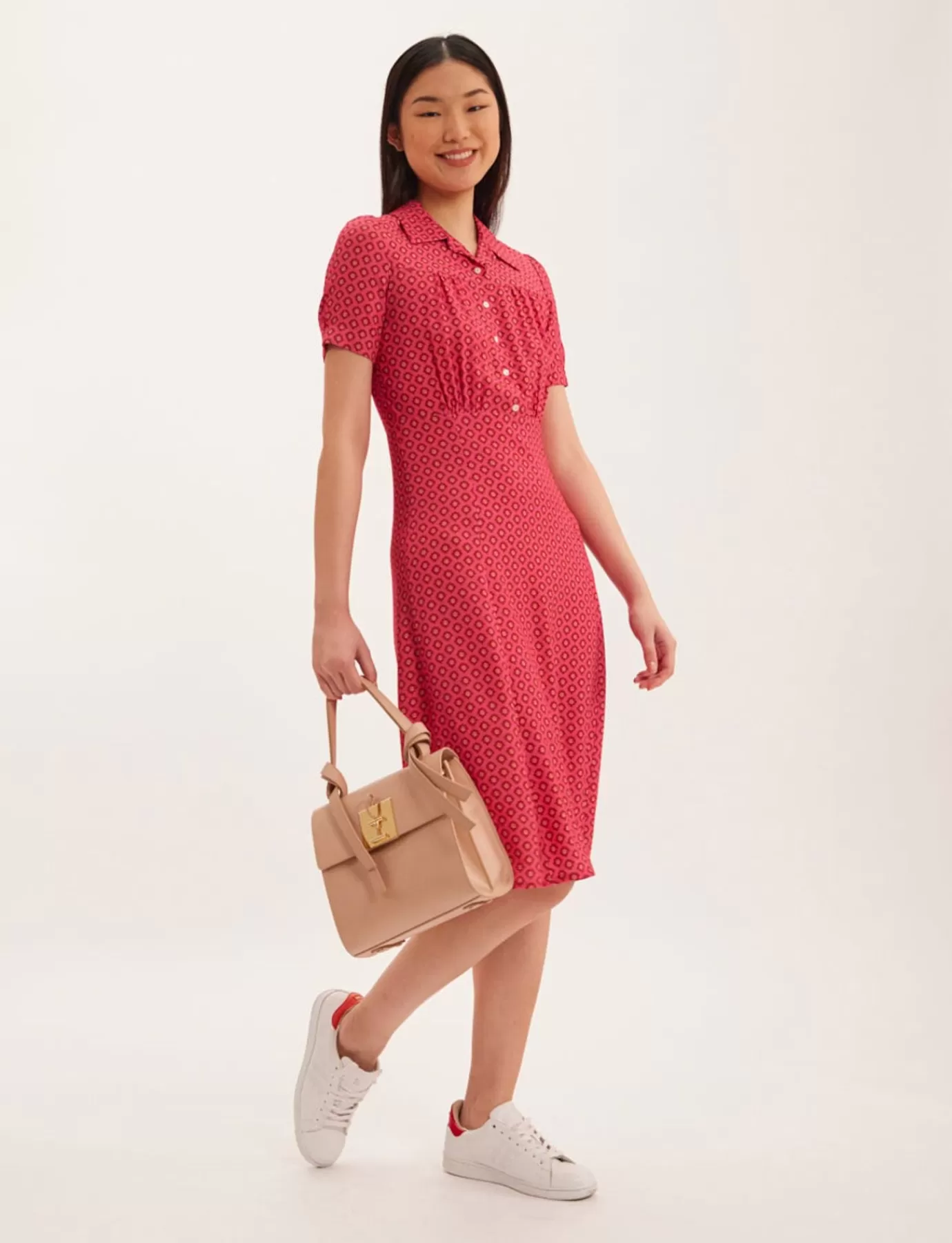 Ines De La Fressange Paris Robe Angèle tissu imprimé rose