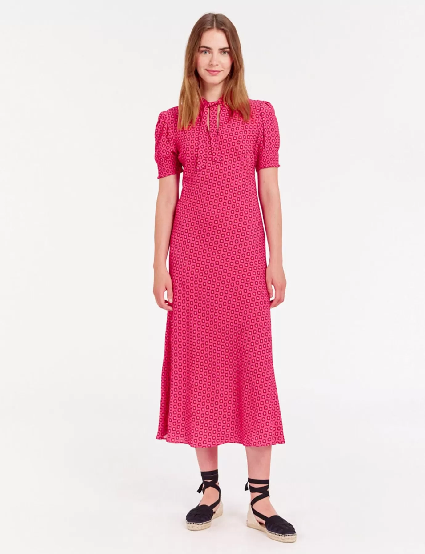 Ines De La Fressange Paris Robe Cerise longue imprimé rose