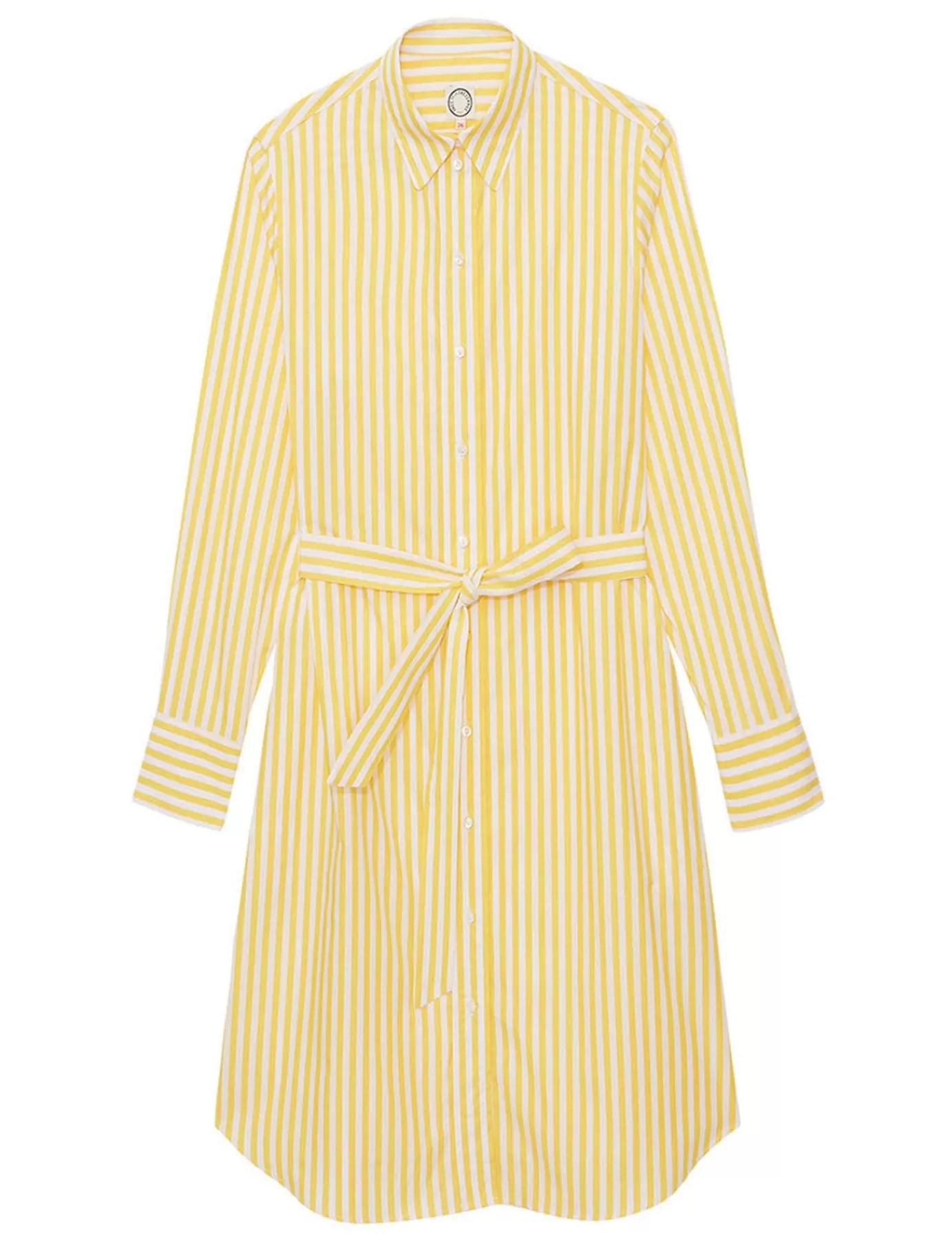 Ines De La Fressange Paris Robe chemise Amour rayée jaune et blanc