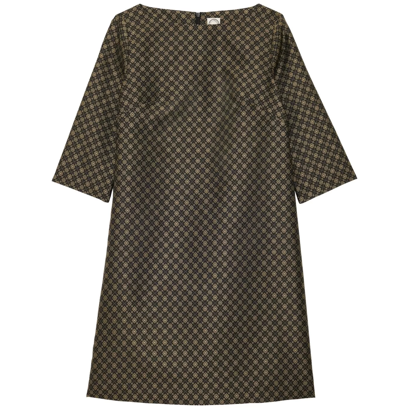 Ines De La Fressange Paris Robe Megan tissage jacquard noir et doré