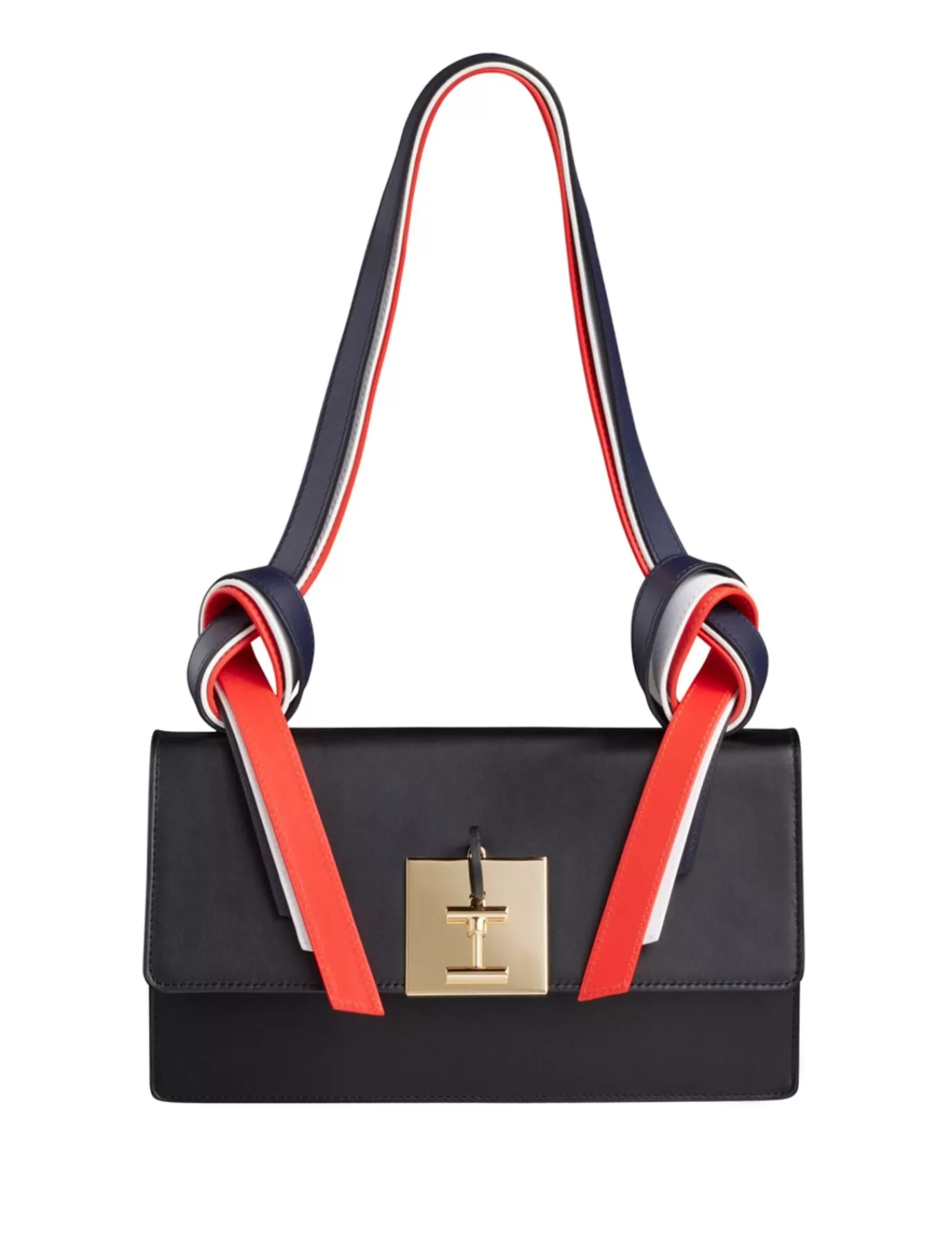 Femme Ines De La Fressange Paris Sac à main Béatrice baguette noir, bandoulière tricolore