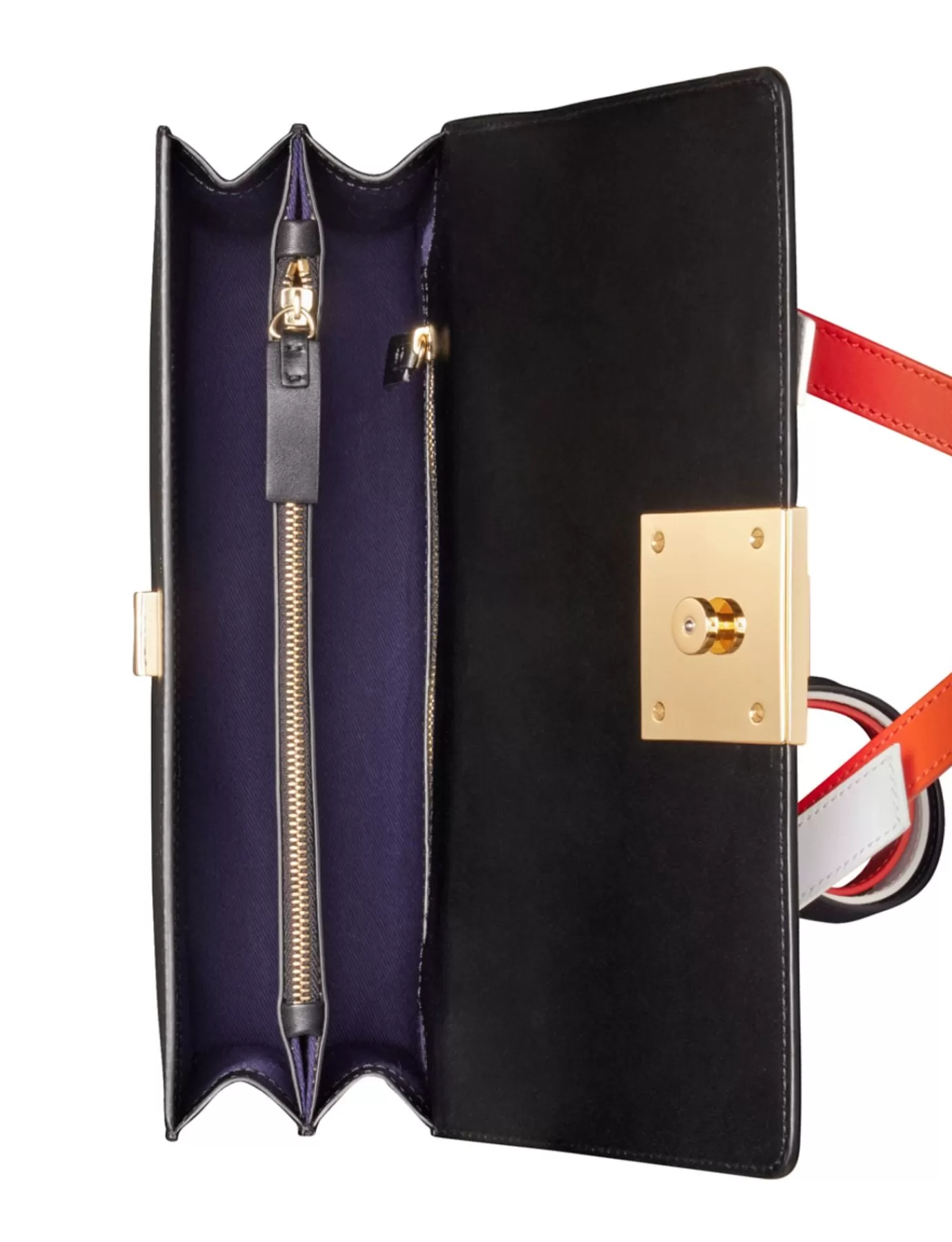 Femme Ines De La Fressange Paris Sac à main Béatrice baguette noir, bandoulière tricolore