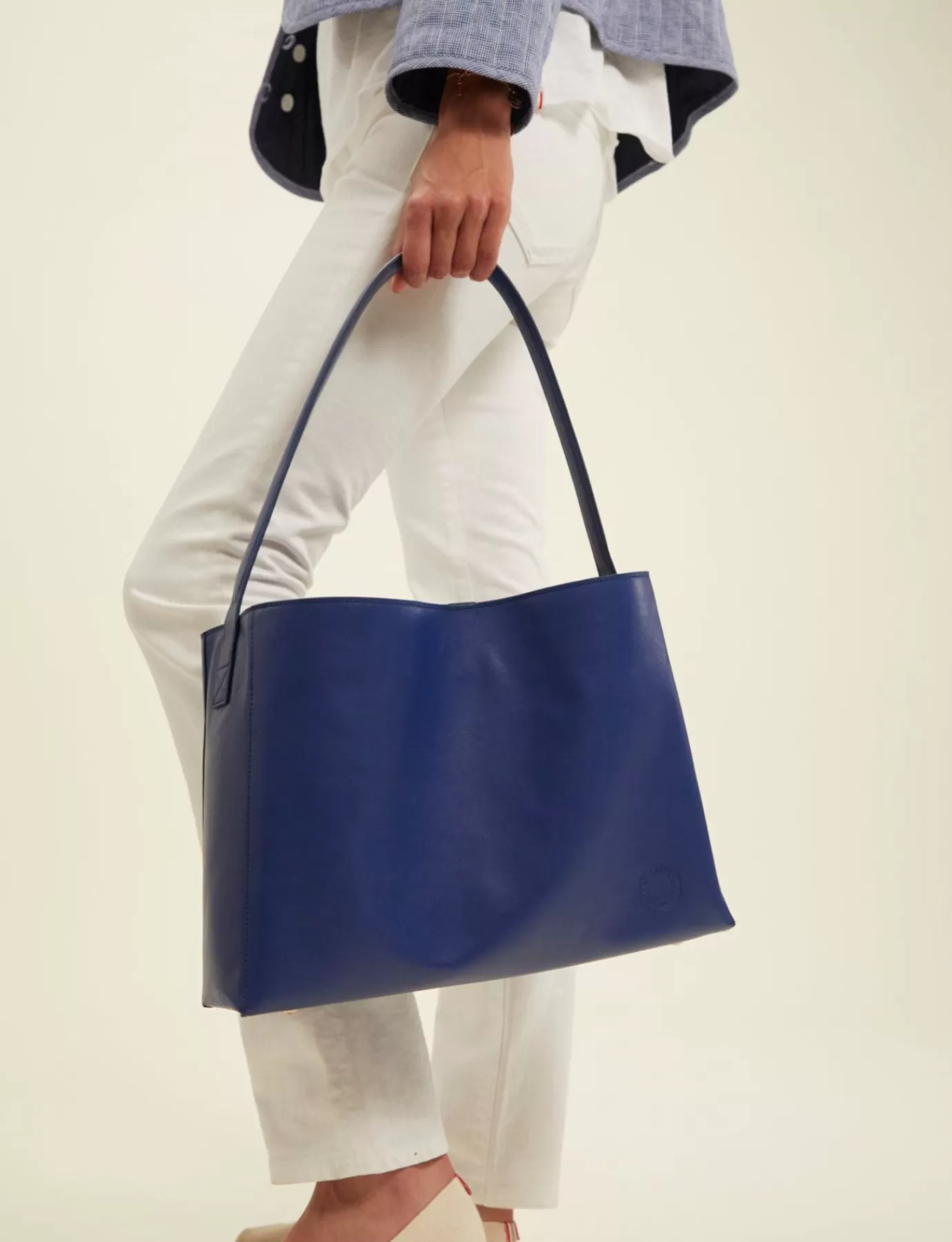 Femme Ines De La Fressange Paris Sac cabas cuir Léonore grand format bleu cobalt