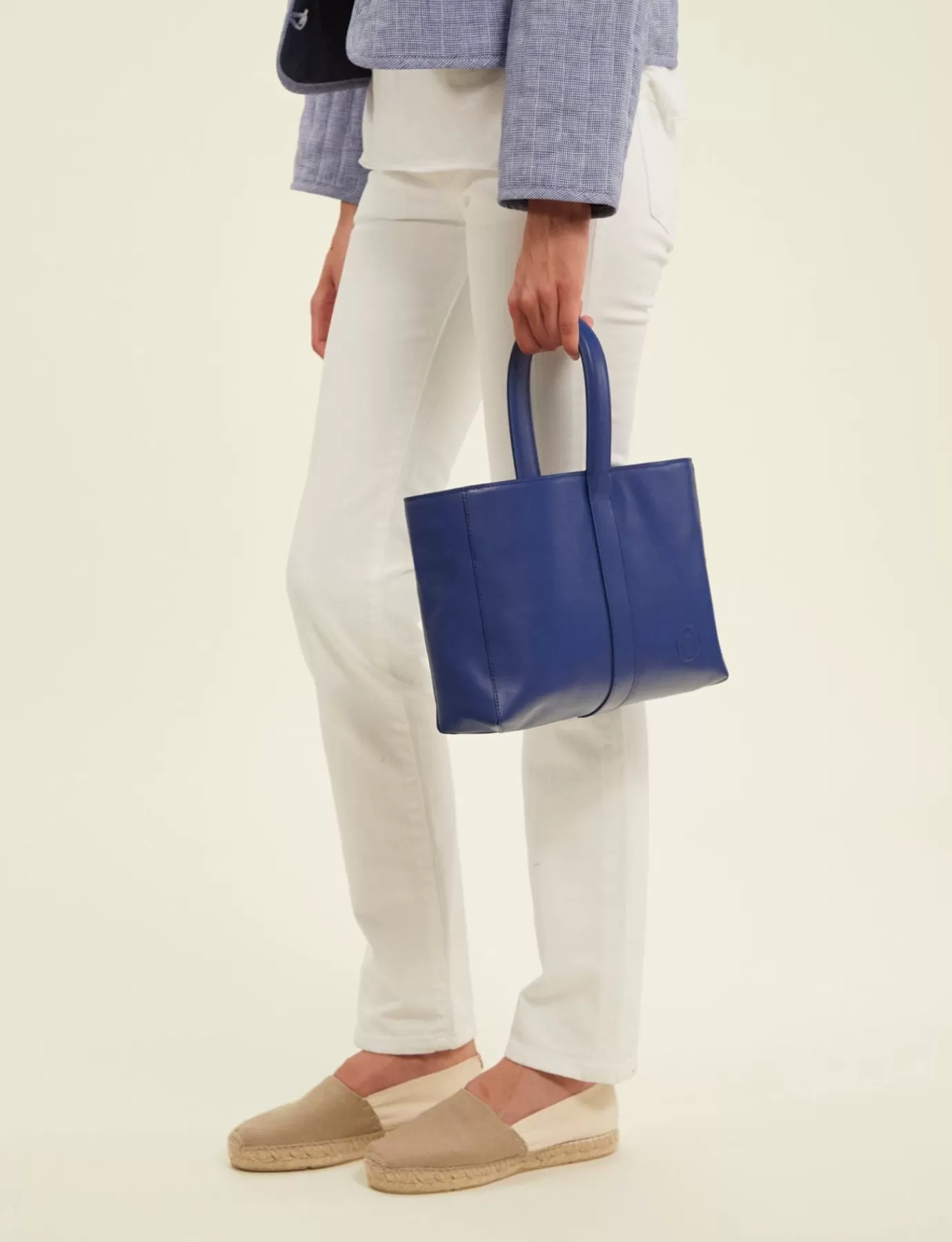 Femme Ines De La Fressange Paris Sac cabas cuir Léonore petit format bleu cobalt