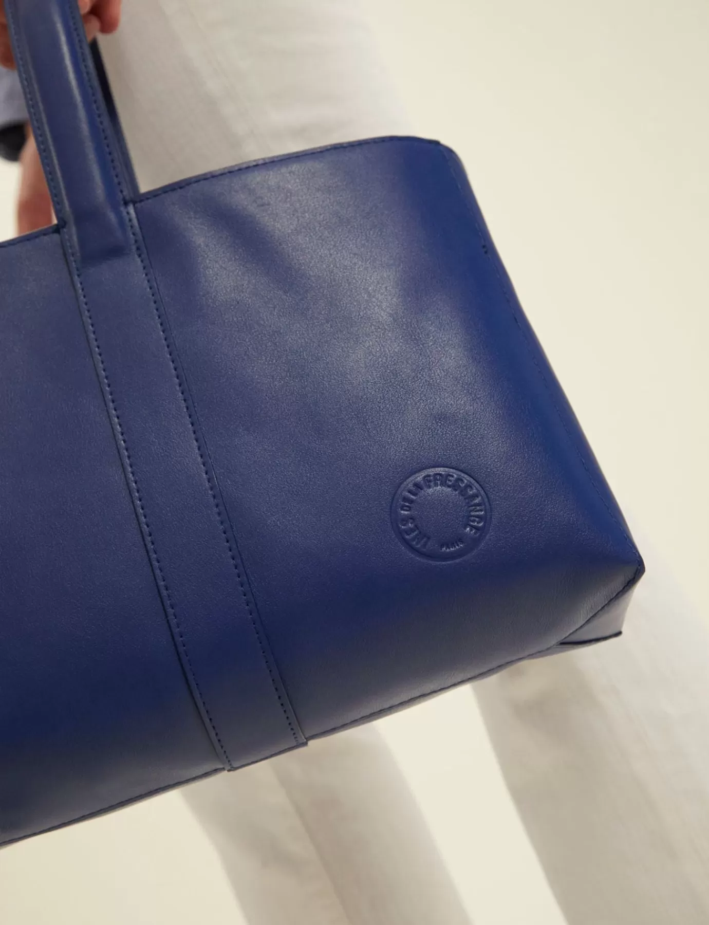 Femme Ines De La Fressange Paris Sac cabas cuir Léonore petit format bleu cobalt