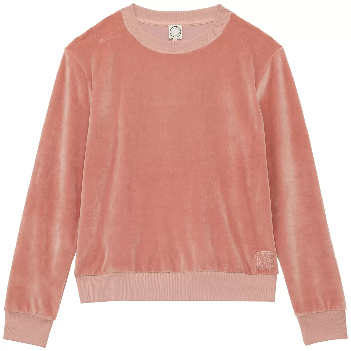 Ines De La Fressange Paris Sweat Mathilde en velours lisse rose poudré