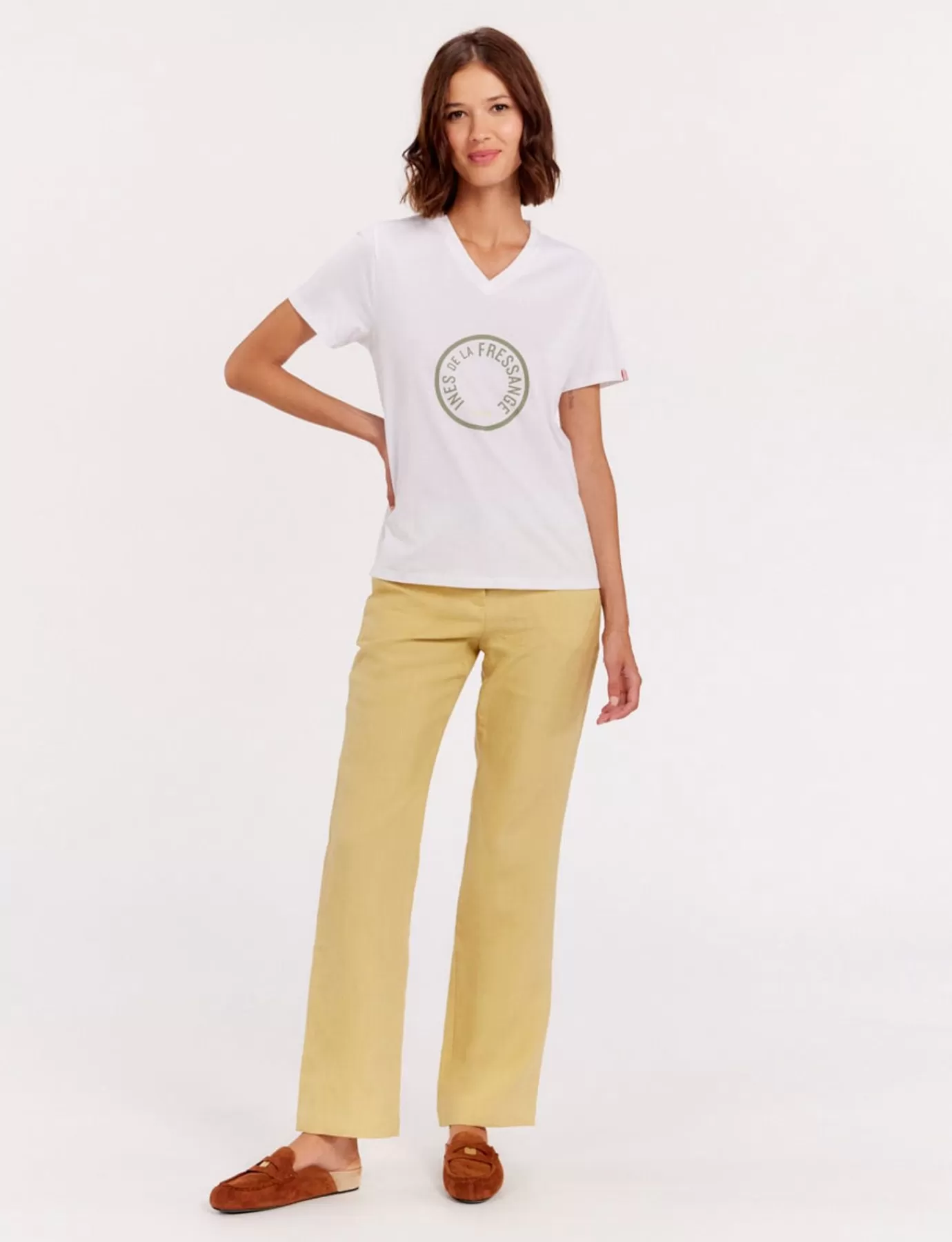 Ines De La Fressange Paris Tee shirt Aurore col V vert