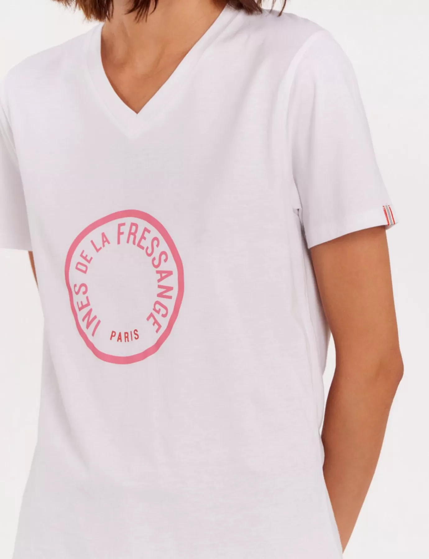 Ines De La Fressange Paris Tee shirt col v Aurore rose