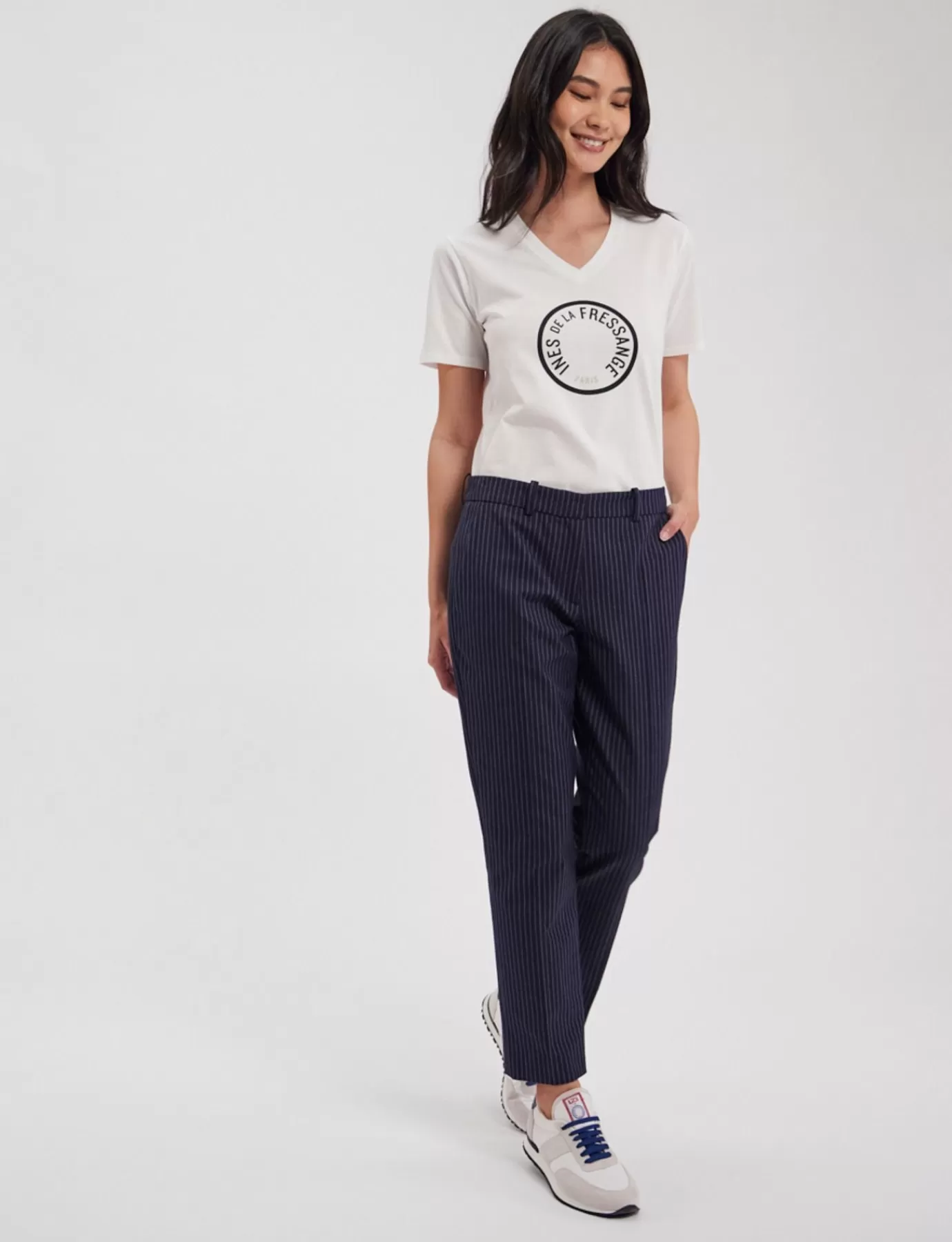 Ines De La Fressange Paris Tee Shirt Pia blanc logo noir