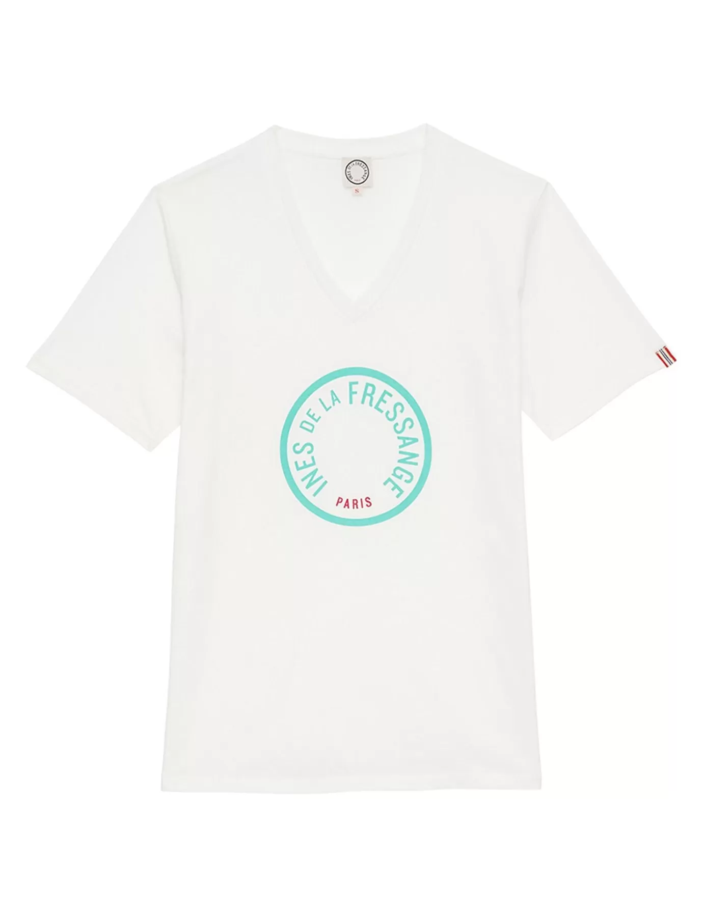 Ines De La Fressange Paris Tee Shirt Pia blanc logo turquoise