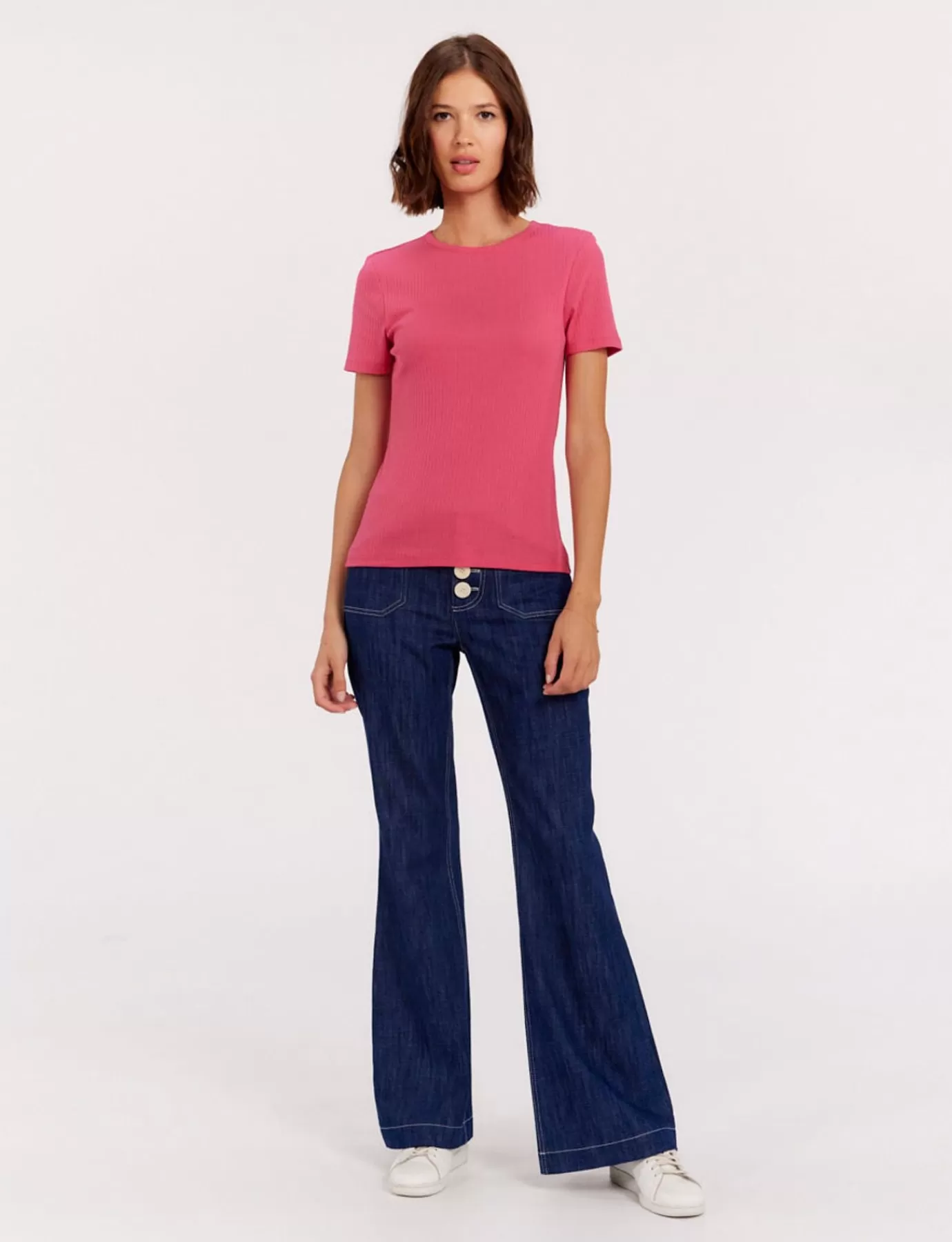 Ines De La Fressange Paris T-shirt Ella côtelé rose