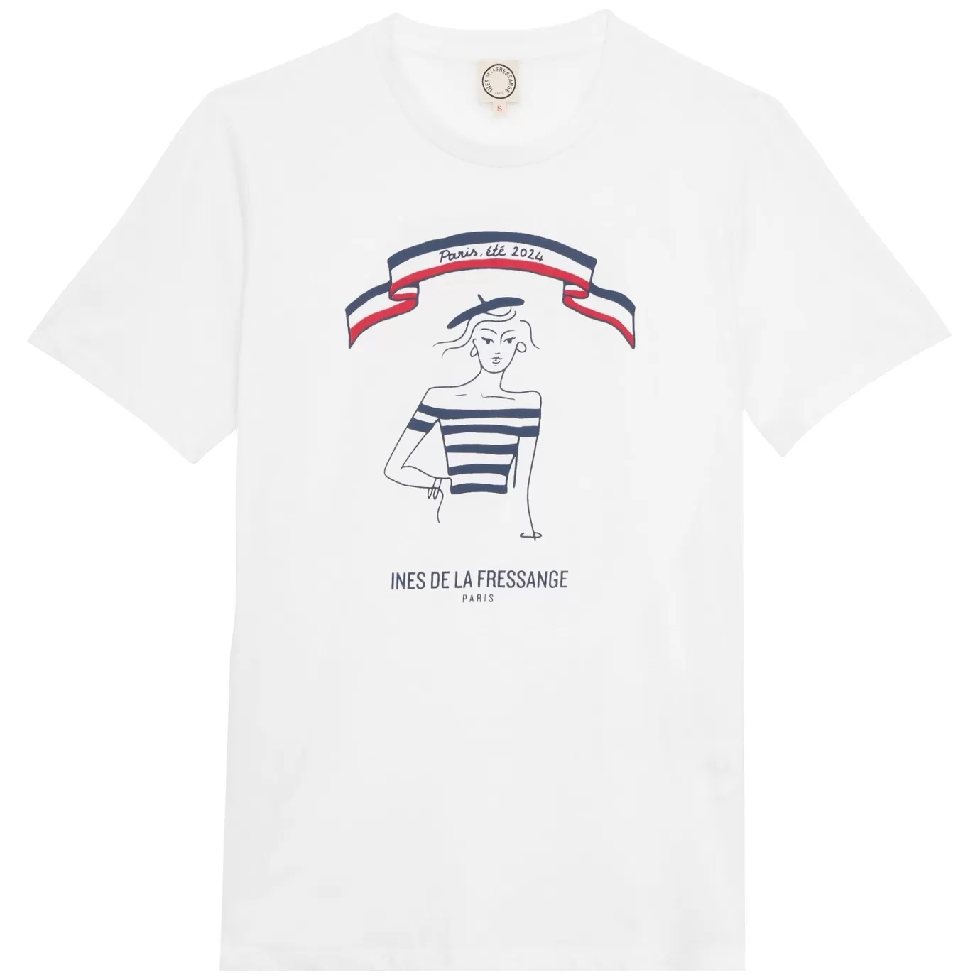 Ines De La Fressange Paris T-shirt série limitée, été 2024 à Paris, modèle « Parisienne »