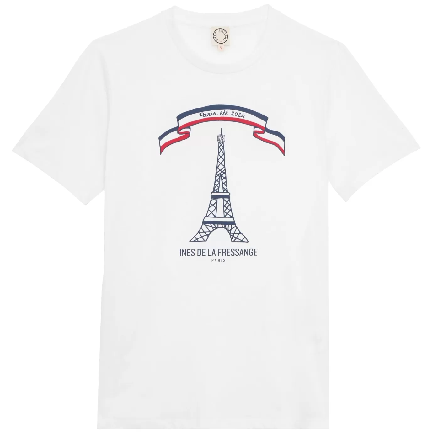 Ines De La Fressange Paris T-shirt série limitée, été 2024 à Paris, modèle « Tour Eiffel »