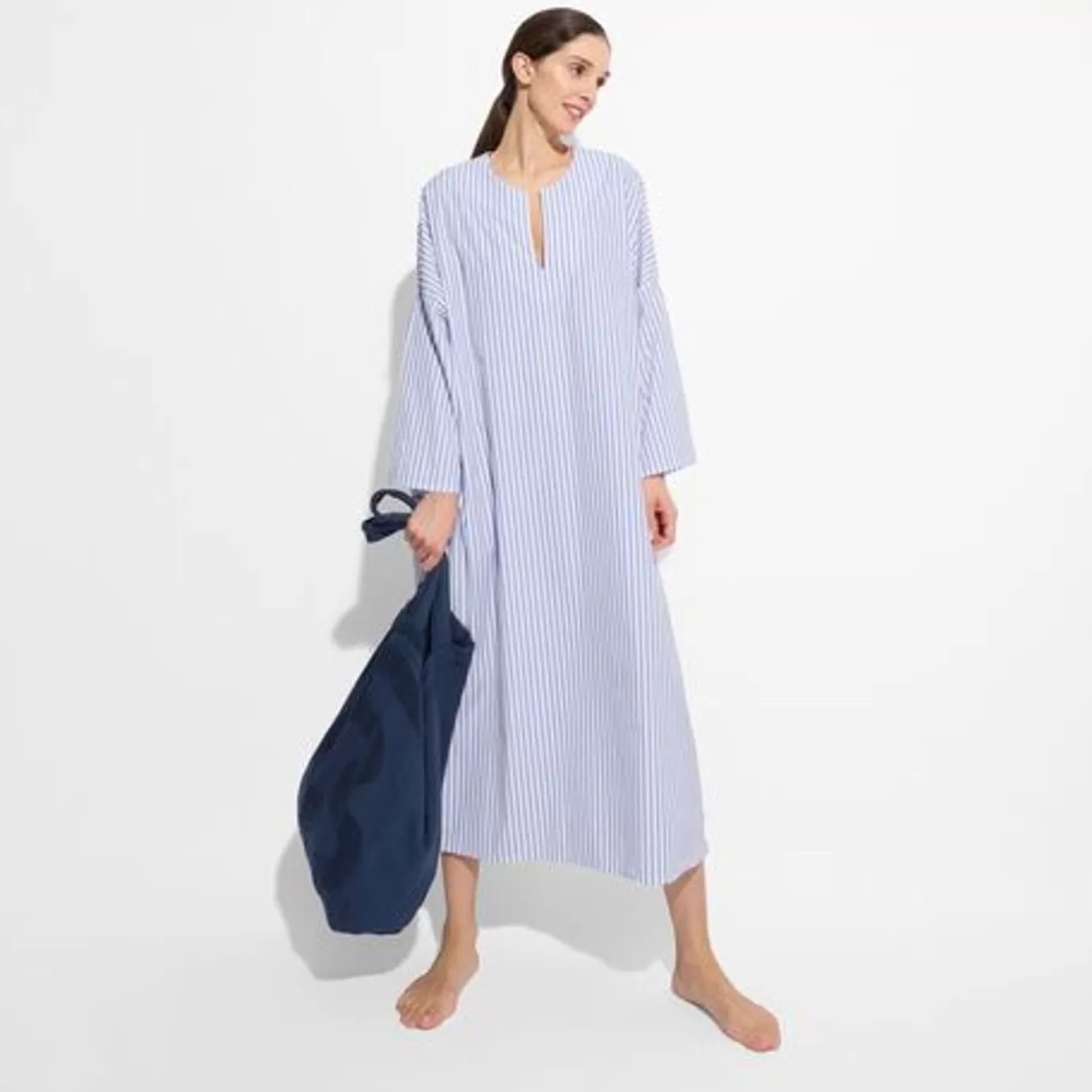 Ines De La Fressange Paris Tunique Livy en coton bio, bleue à rayures, Ines x Vilebrequin